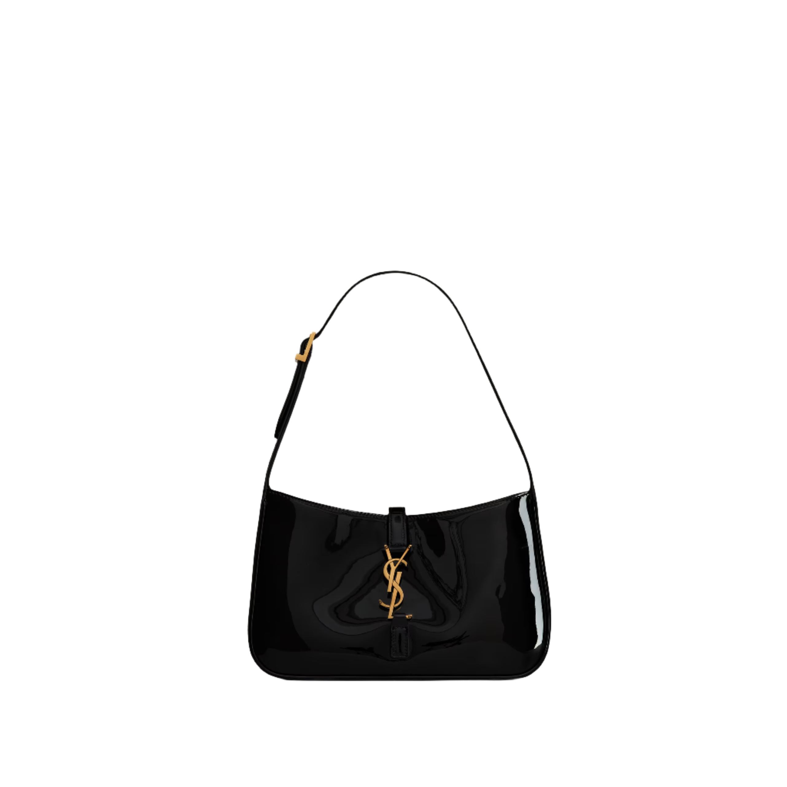 SAINT LAURENT YSL 7 IN PATENT LEATHER BLACK