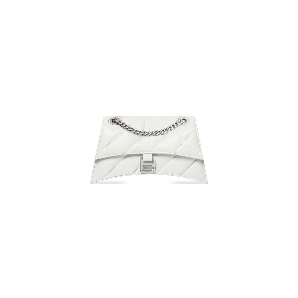 Crush Small Chain Bag Quilted in Optic White Balenciaga