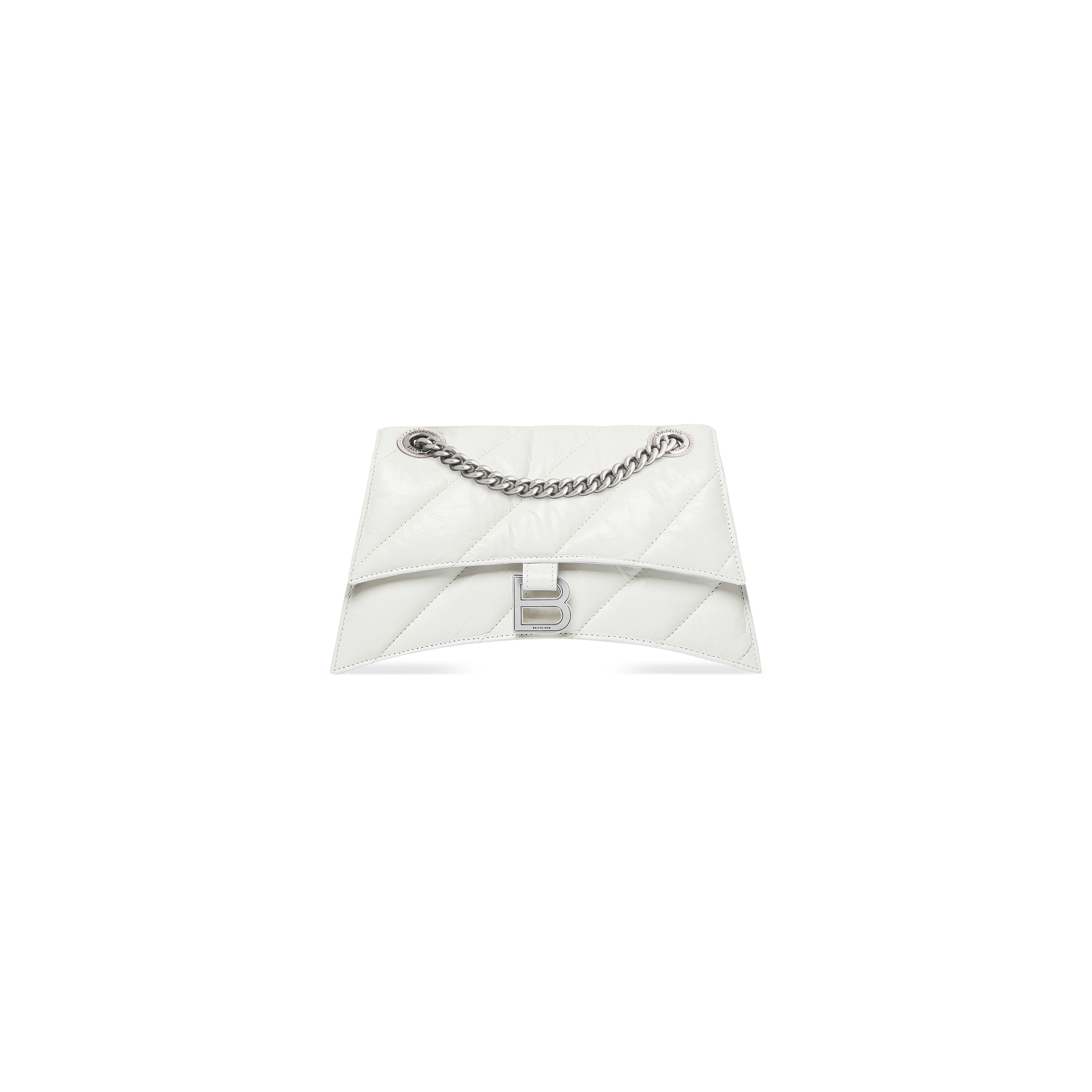 Crush Small Chain Bag Quilted in Optic White Balenciaga