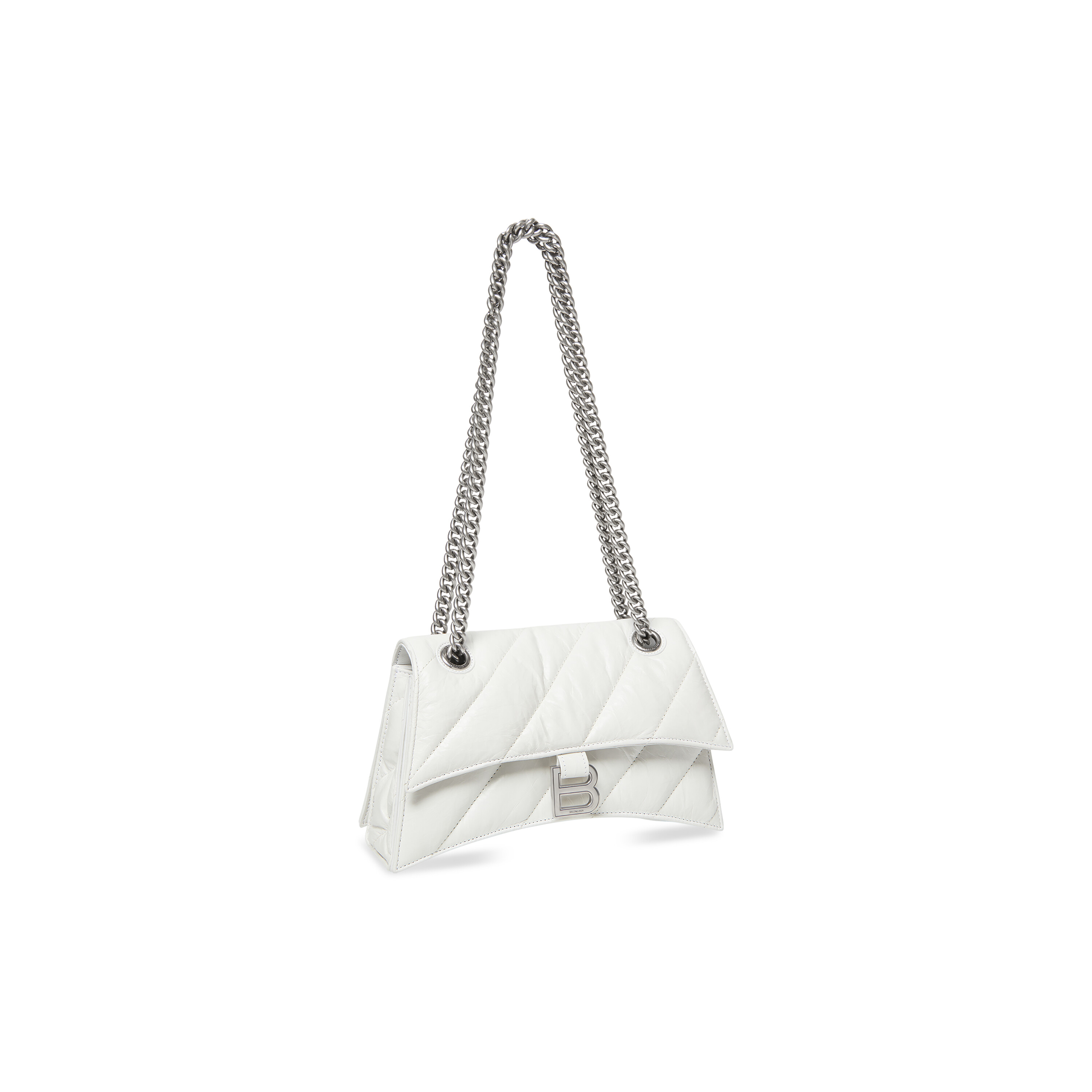 Crush Small Chain Bag Quilted in Optic White Balenciaga