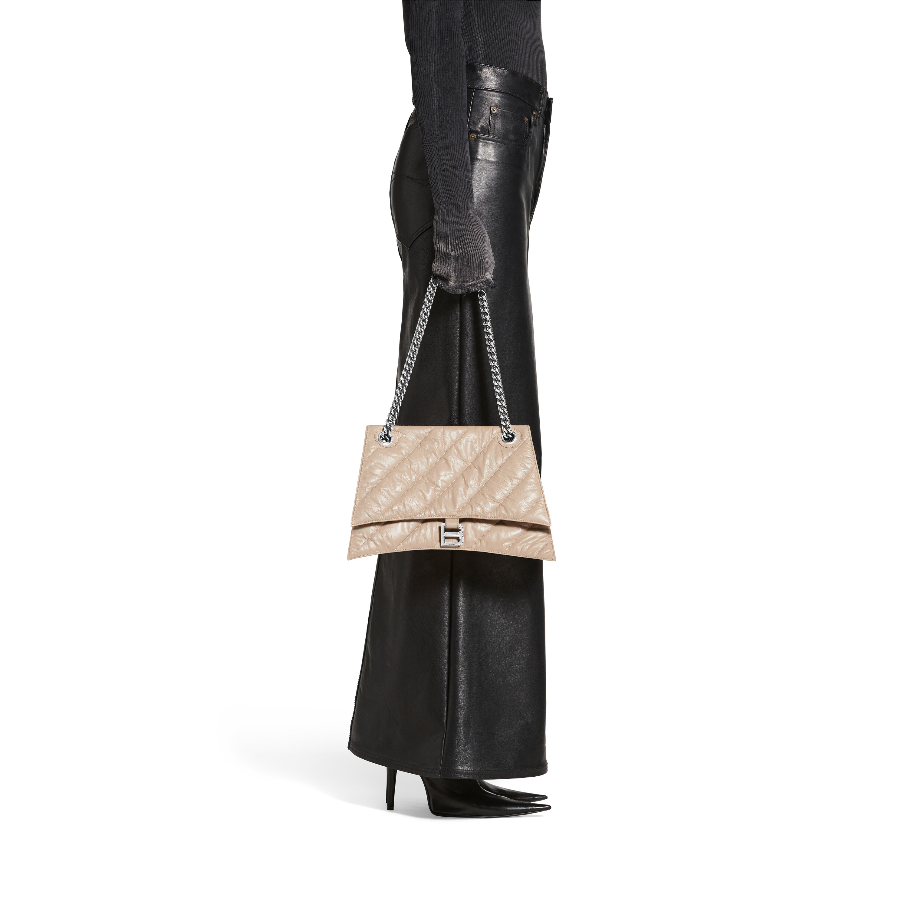 Womens Crush Medium Chain Bag Quilted in Brown Balenciaga