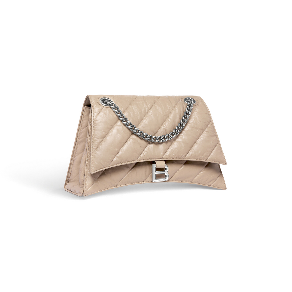 Womens Crush Medium Chain Bag Quilted in Brown Balenciaga