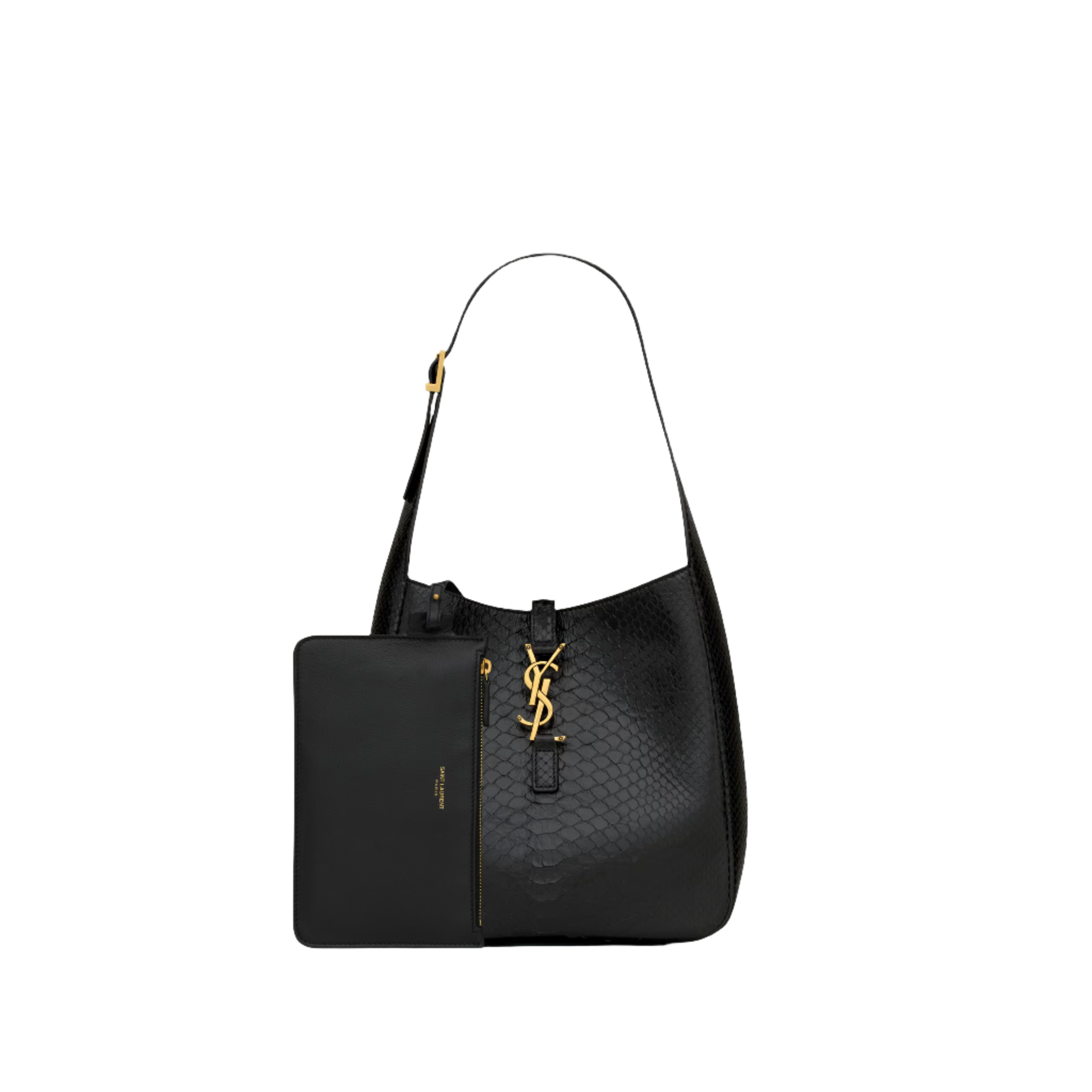 SAINT LAURENT YSL SUPPLE IN PYTHON BLACK
