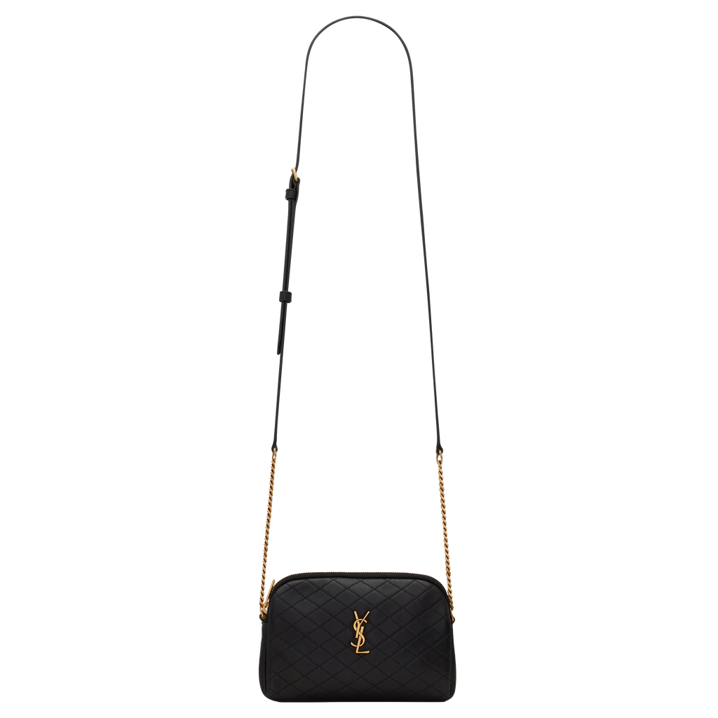 SAINT LAURENT YSL GABY ZIPPED POUCH IN QUILTED LAMBSKIN BLACK