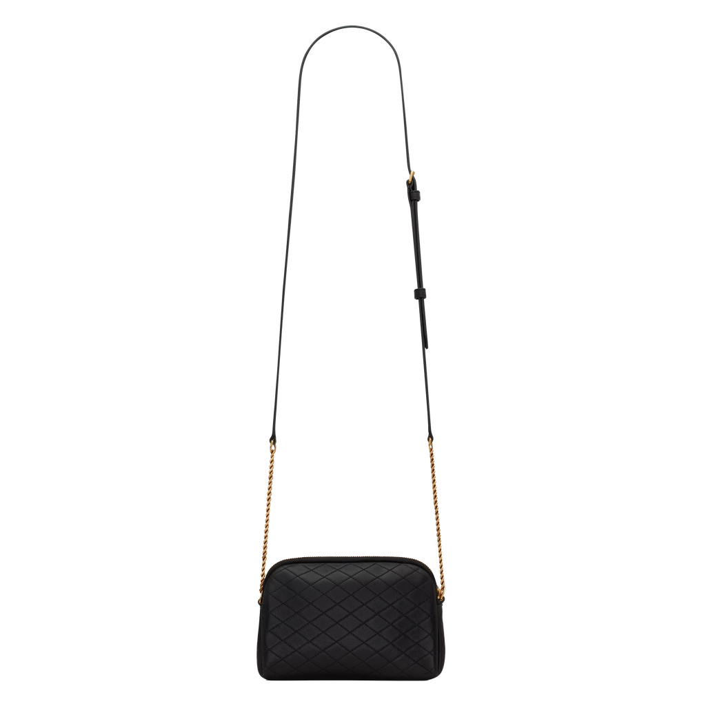 SAINT LAURENT YSL GABY ZIPPED POUCH IN QUILTED LAMBSKIN BLACK