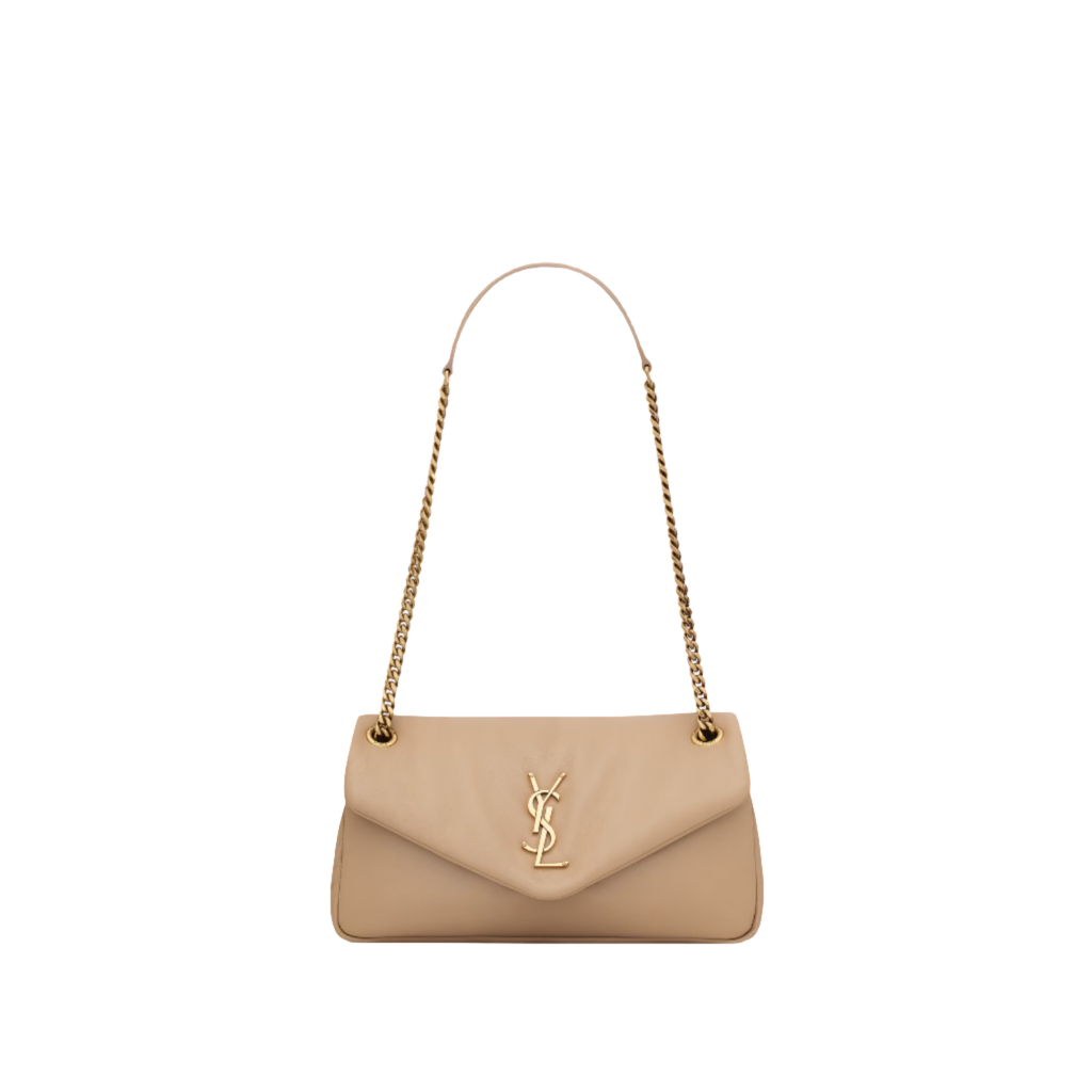 SAINT LAURENT YSL CALYPSO SMALL IN PLUNGED LAMBSKIN BEIGE