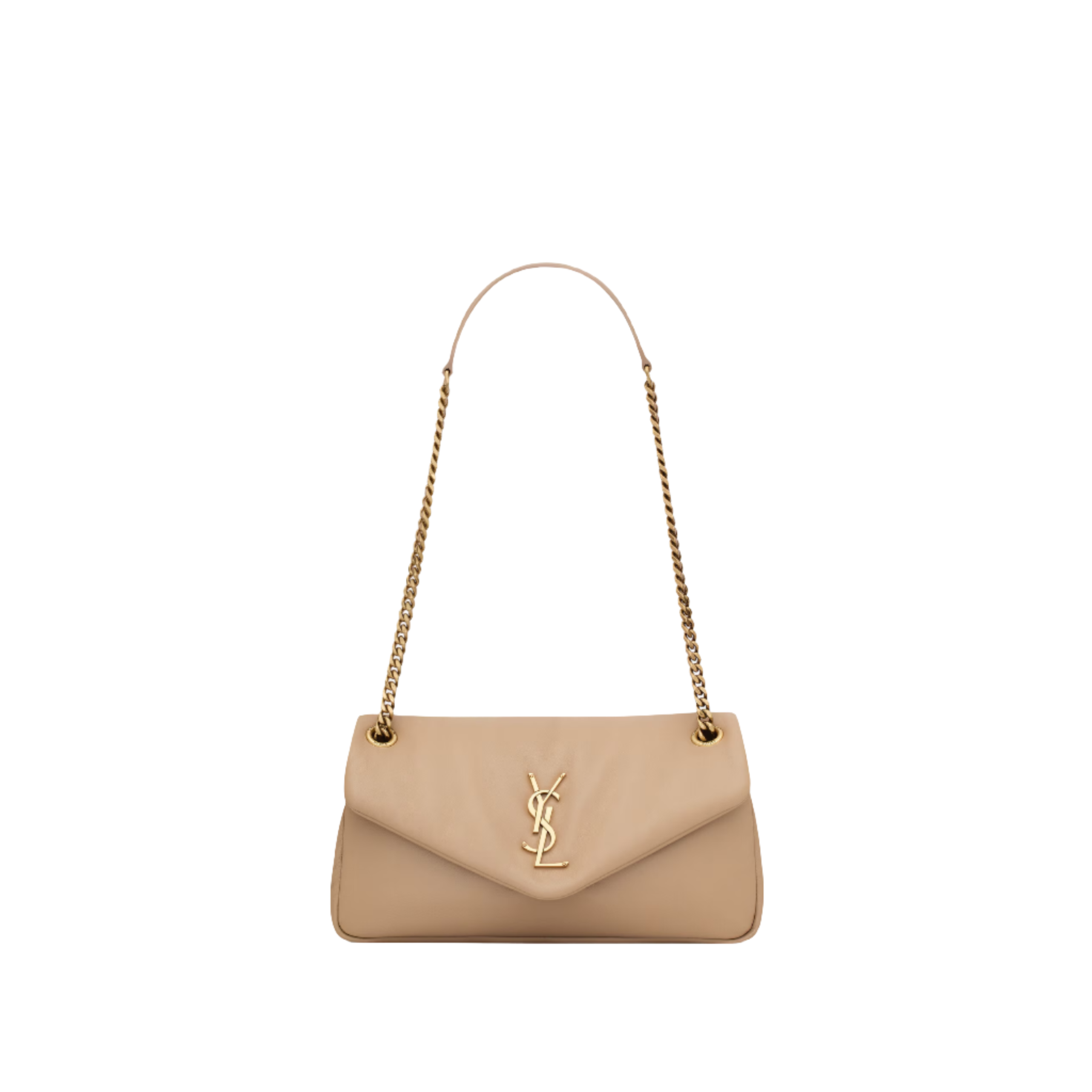 SAINT LAURENT YSL CALYPSO SMALL IN PLUNGED LAMBSKIN BEIGE