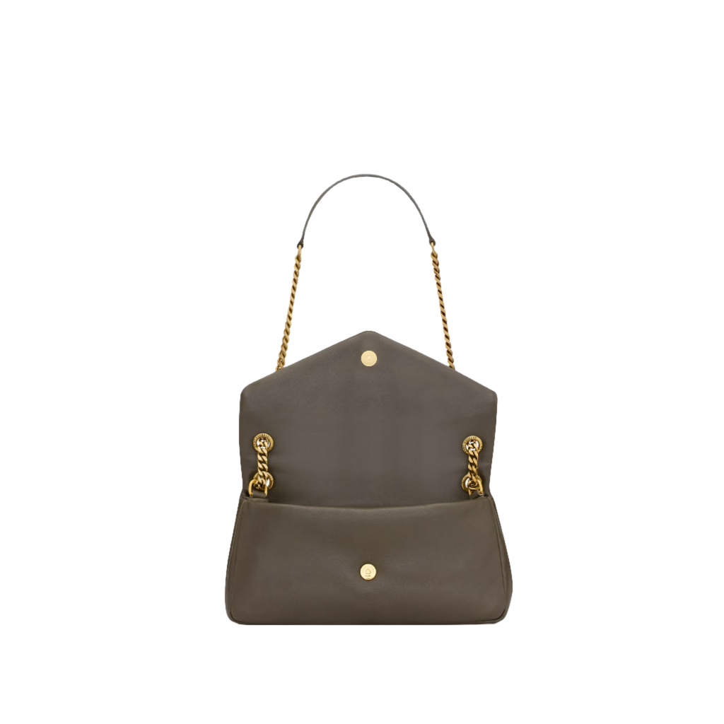 SAINT LAURENT YSL CALYPSO SMALL IN PLUNGED LAMBSKIN ARMY GREEN