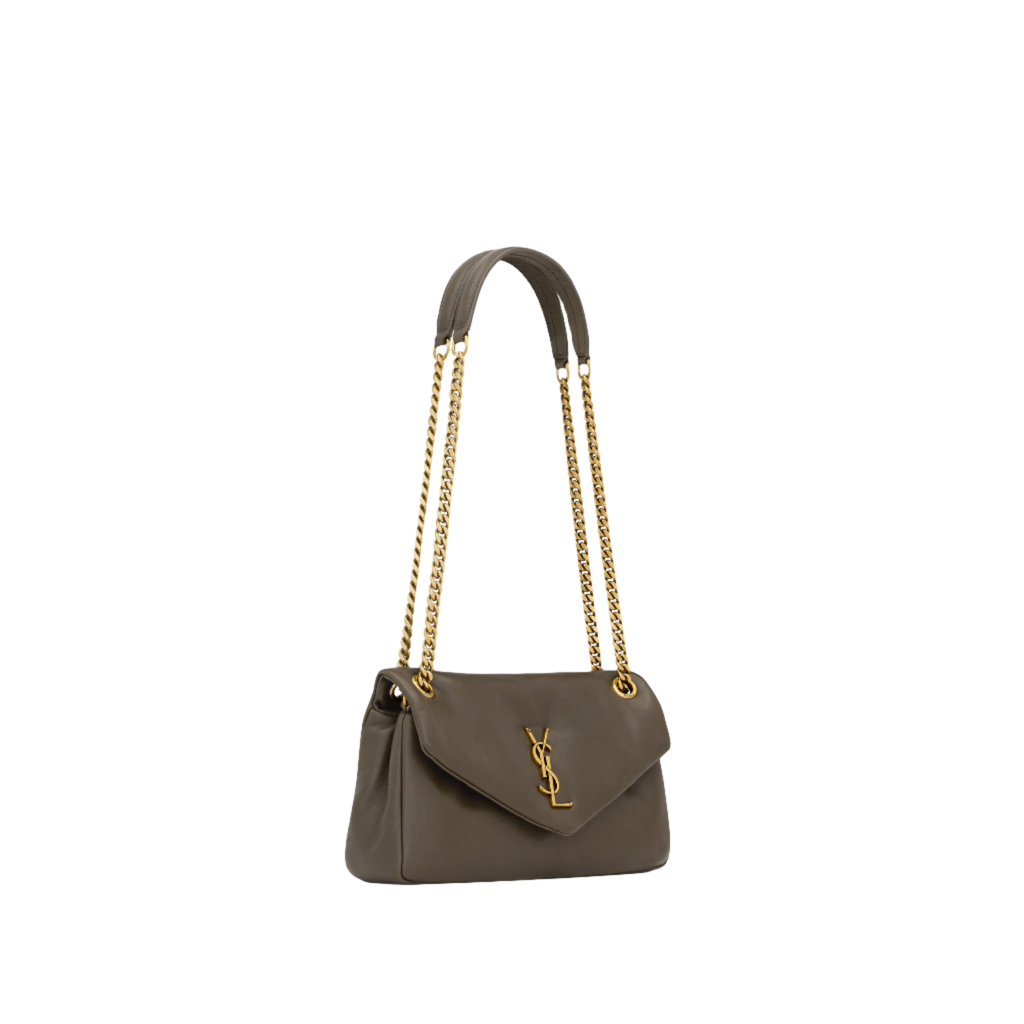 SAINT LAURENT YSL CALYPSO SMALL IN PLUNGED LAMBSKIN ARMY GREEN