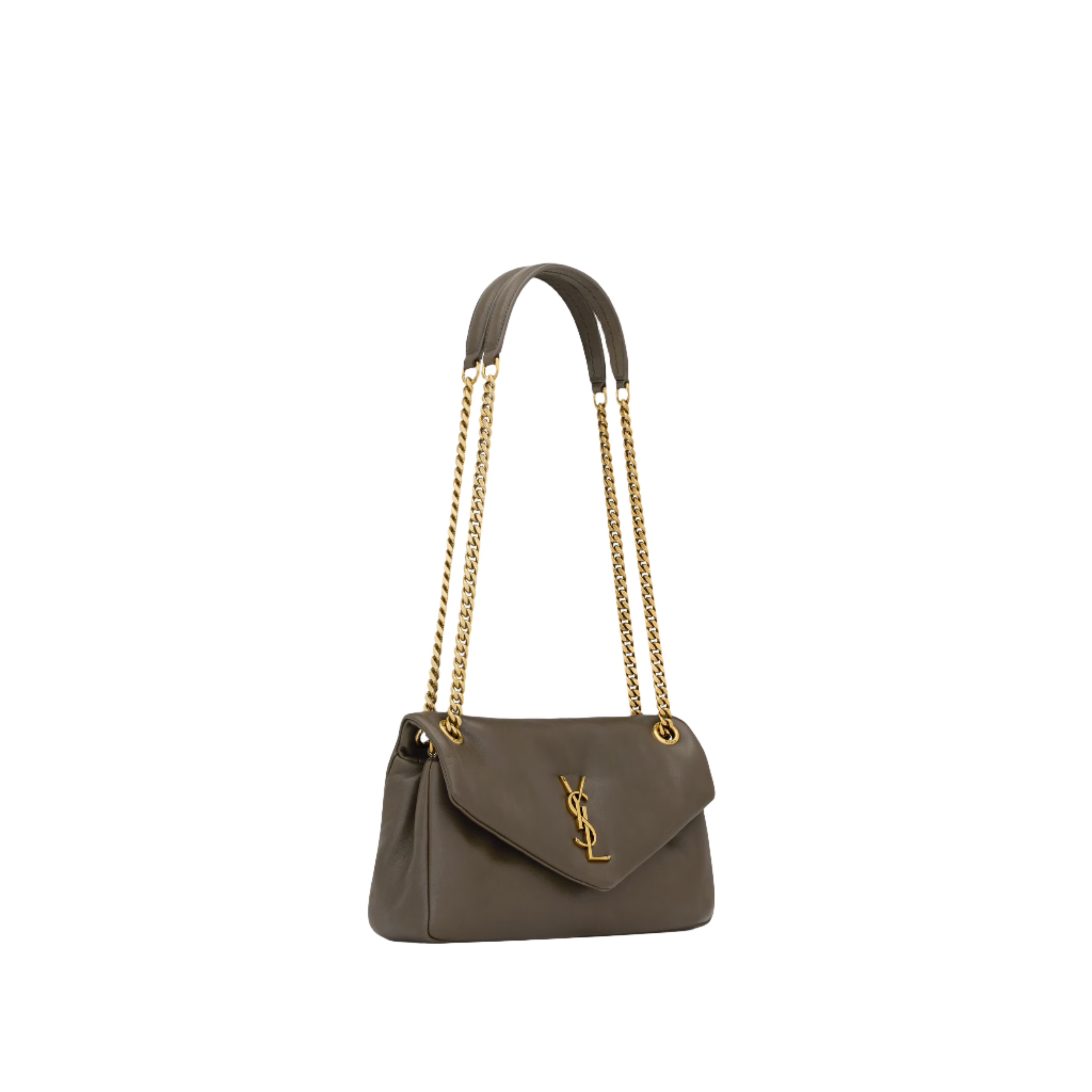 SAINT LAURENT YSL CALYPSO SMALL IN PLUNGED LAMBSKIN ARMY GREEN