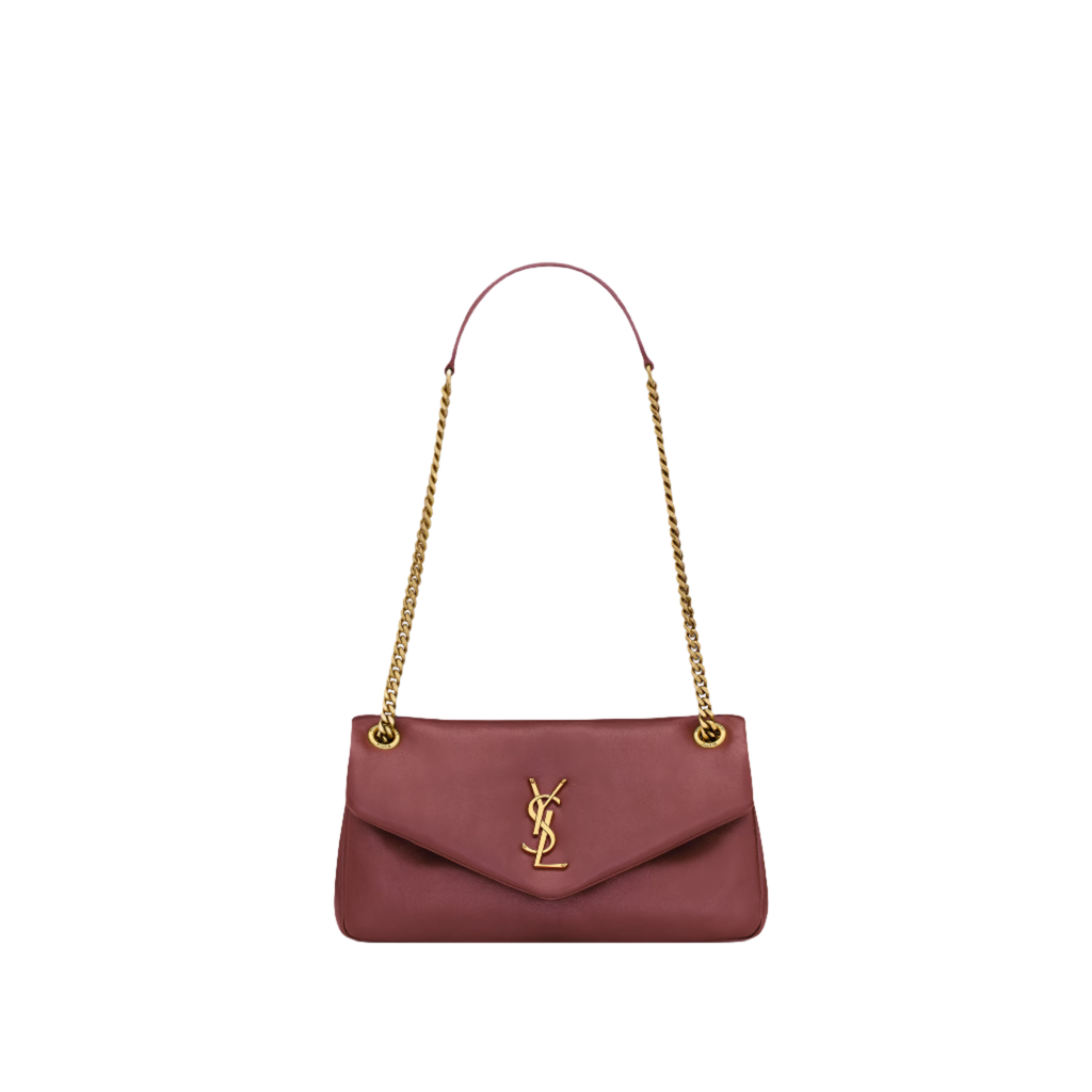 SAINT LAURENT YSL CALYPSO SMALL IN PLUNGED LAMBSKIN RED