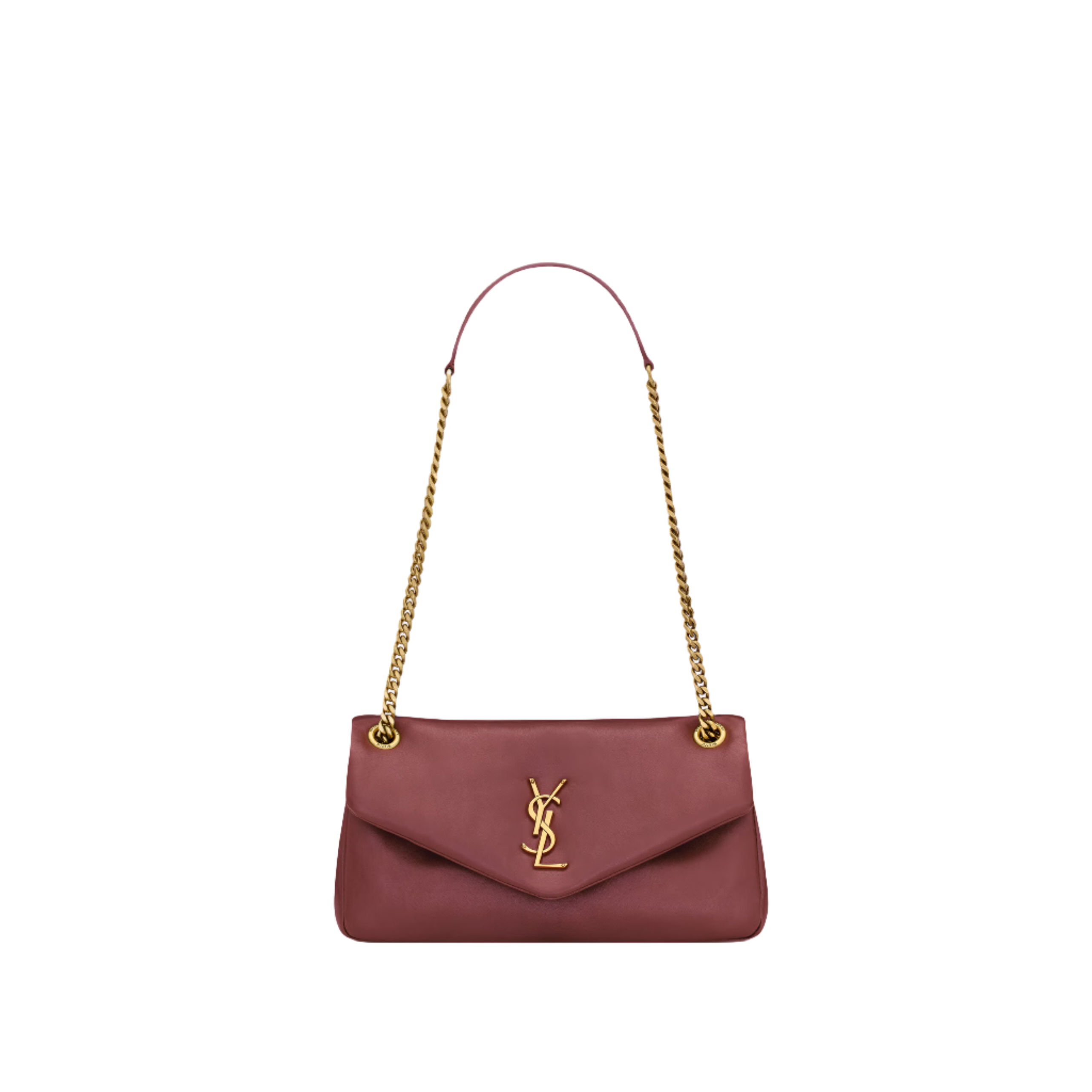 SAINT LAURENT YSL CALYPSO SMALL IN PLUNGED LAMBSKIN RED