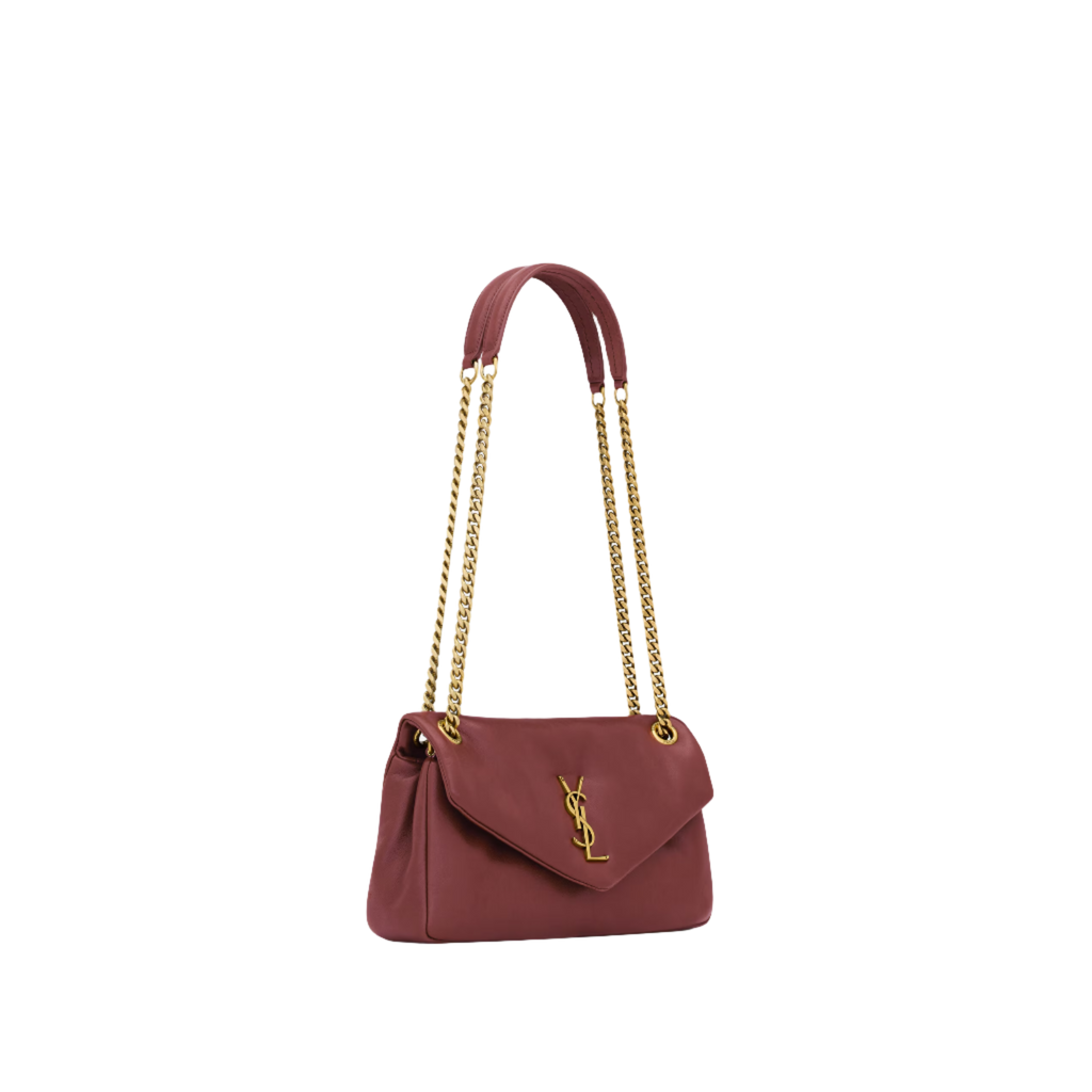 SAINT LAURENT YSL CALYPSO SMALL IN PLUNGED LAMBSKIN RED