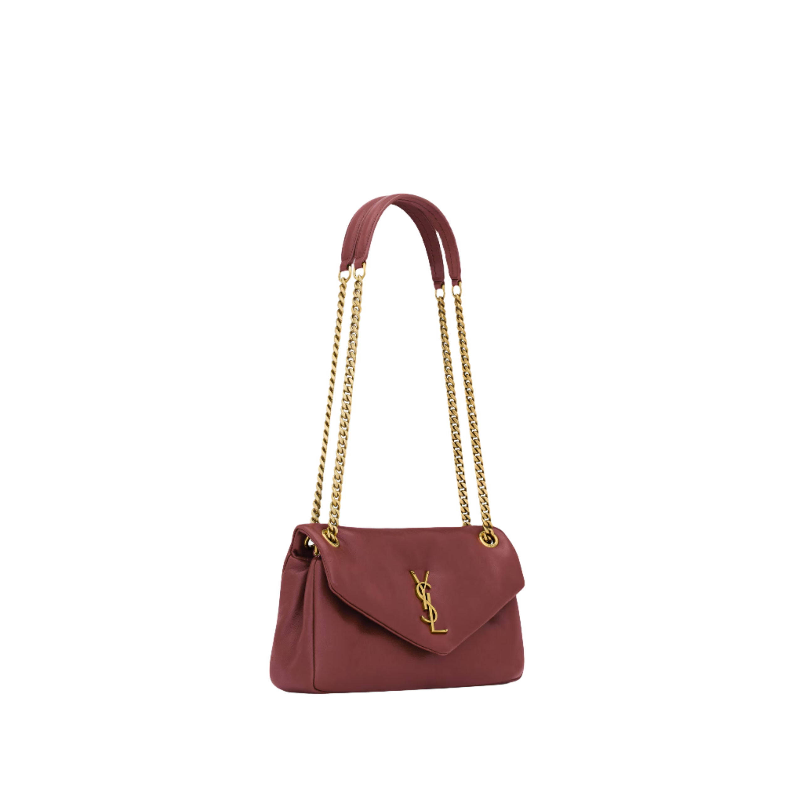 SAINT LAURENT YSL CALYPSO SMALL IN PLUNGED LAMBSKIN RED