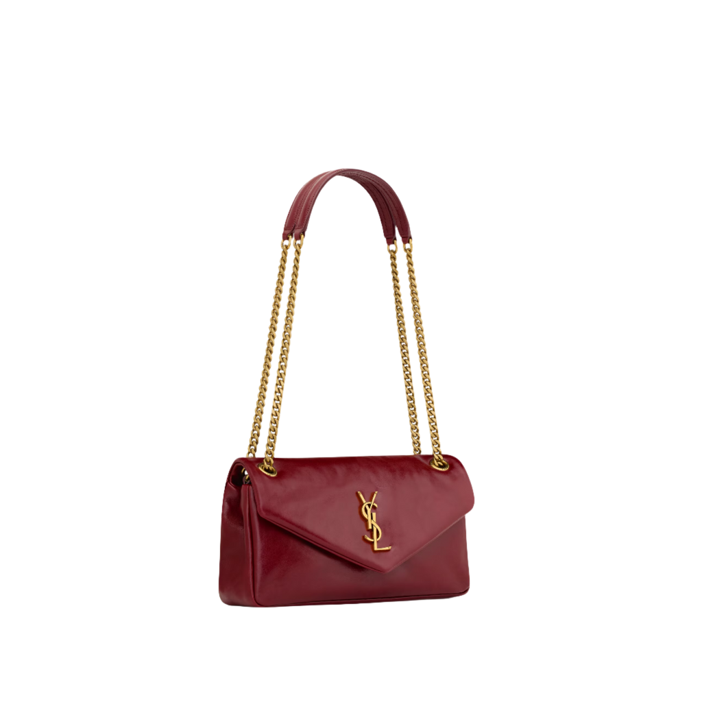 SAINT LAURENT YSL CALYPSO SMALL IN SHINY LEATHER RED