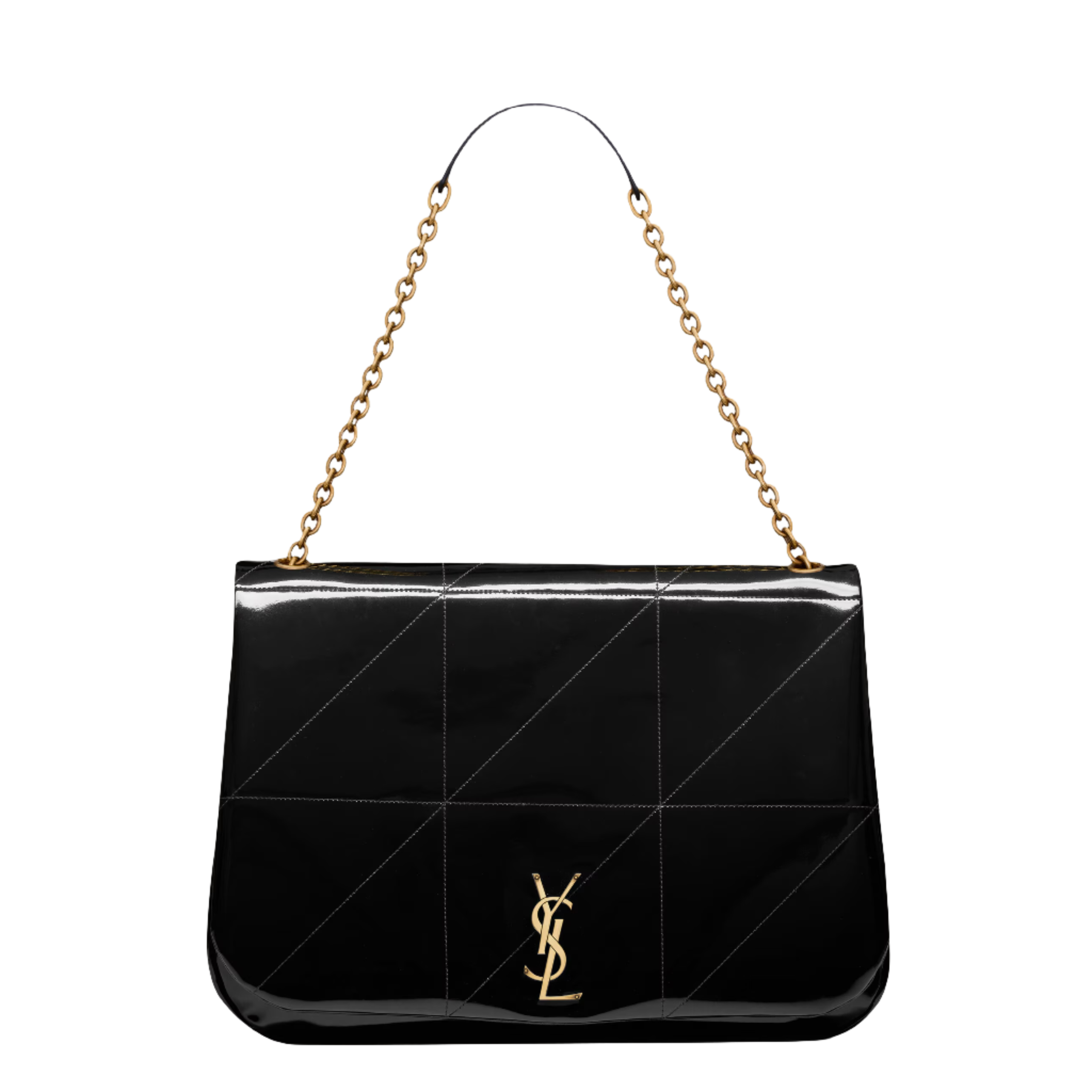 SAINT LAURENT YSL JAMIE IN PATENT EFFECT FABRIC BLACK