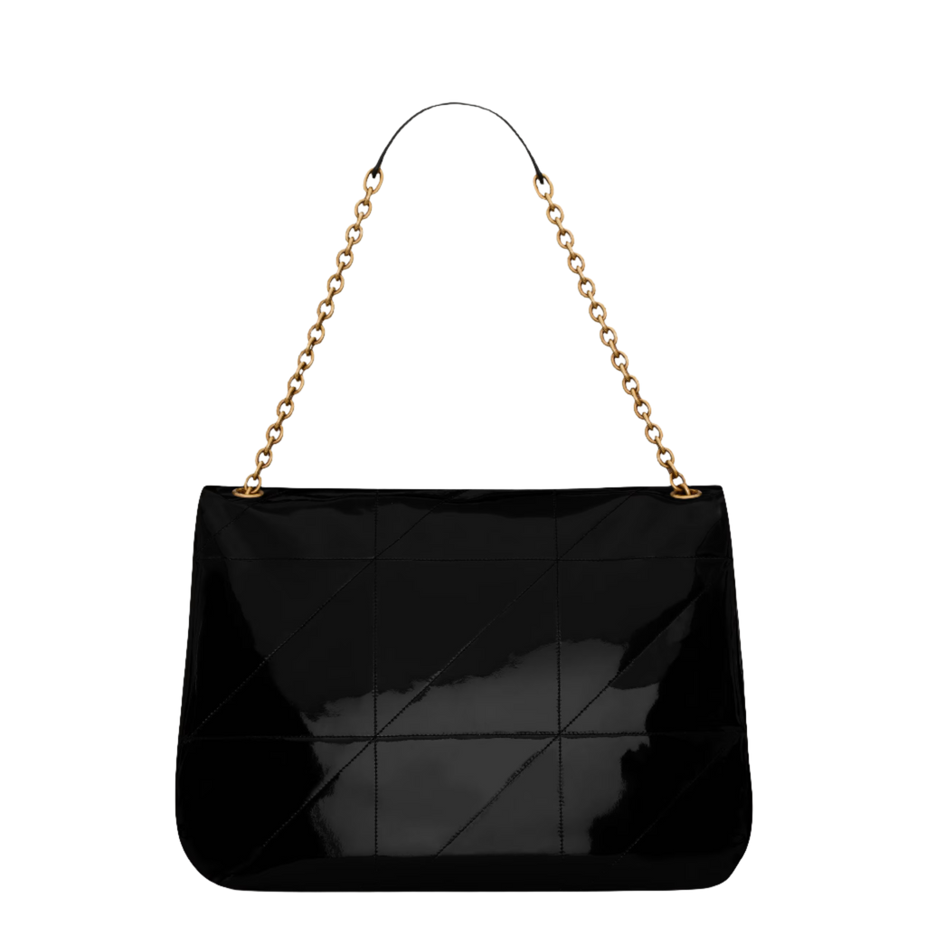 SAINT LAURENT YSL JAMIE IN PATENT EFFECT FABRIC BLACK