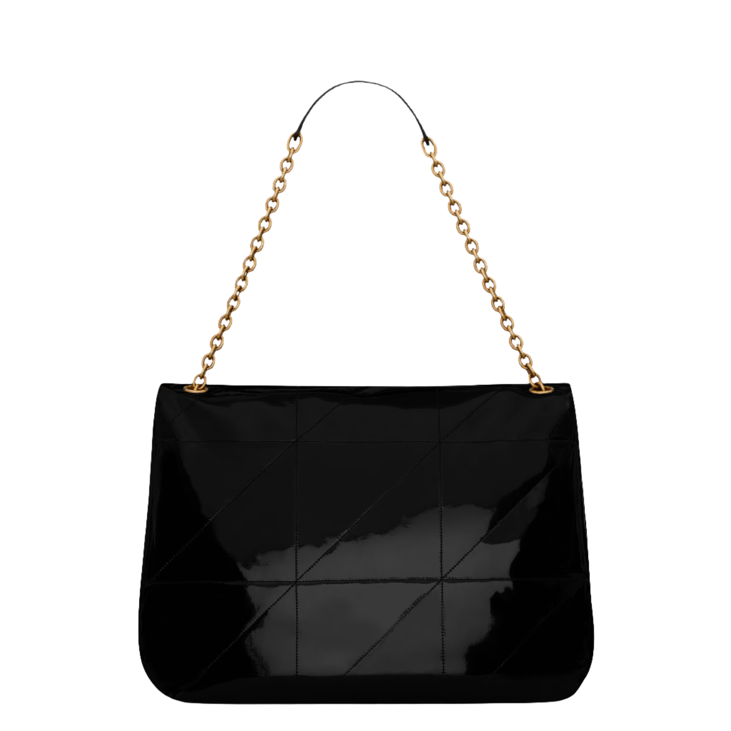 SAINT LAURENT YSL JAMIE IN PATENT EFFECT FABRIC BLACK