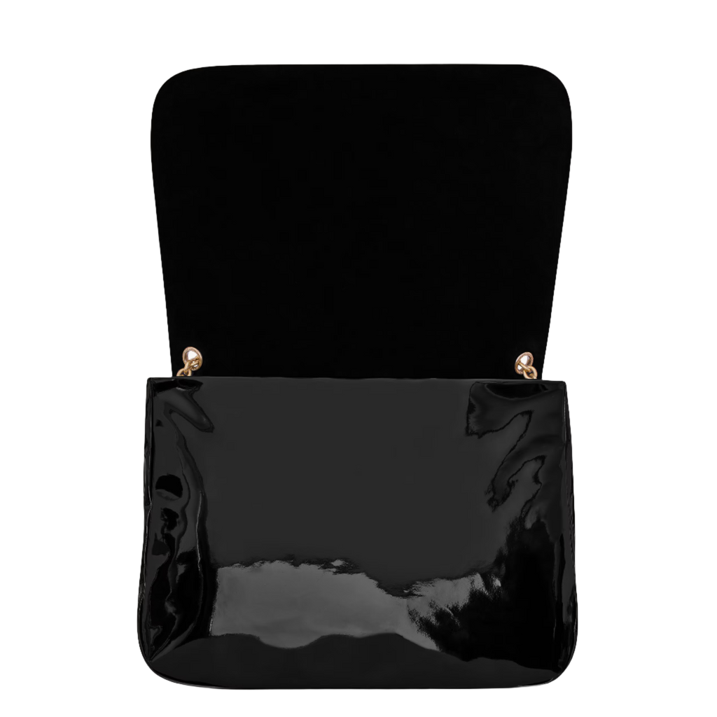SAINT LAURENT YSL JAMIE IN PATENT EFFECT FABRIC BLACK