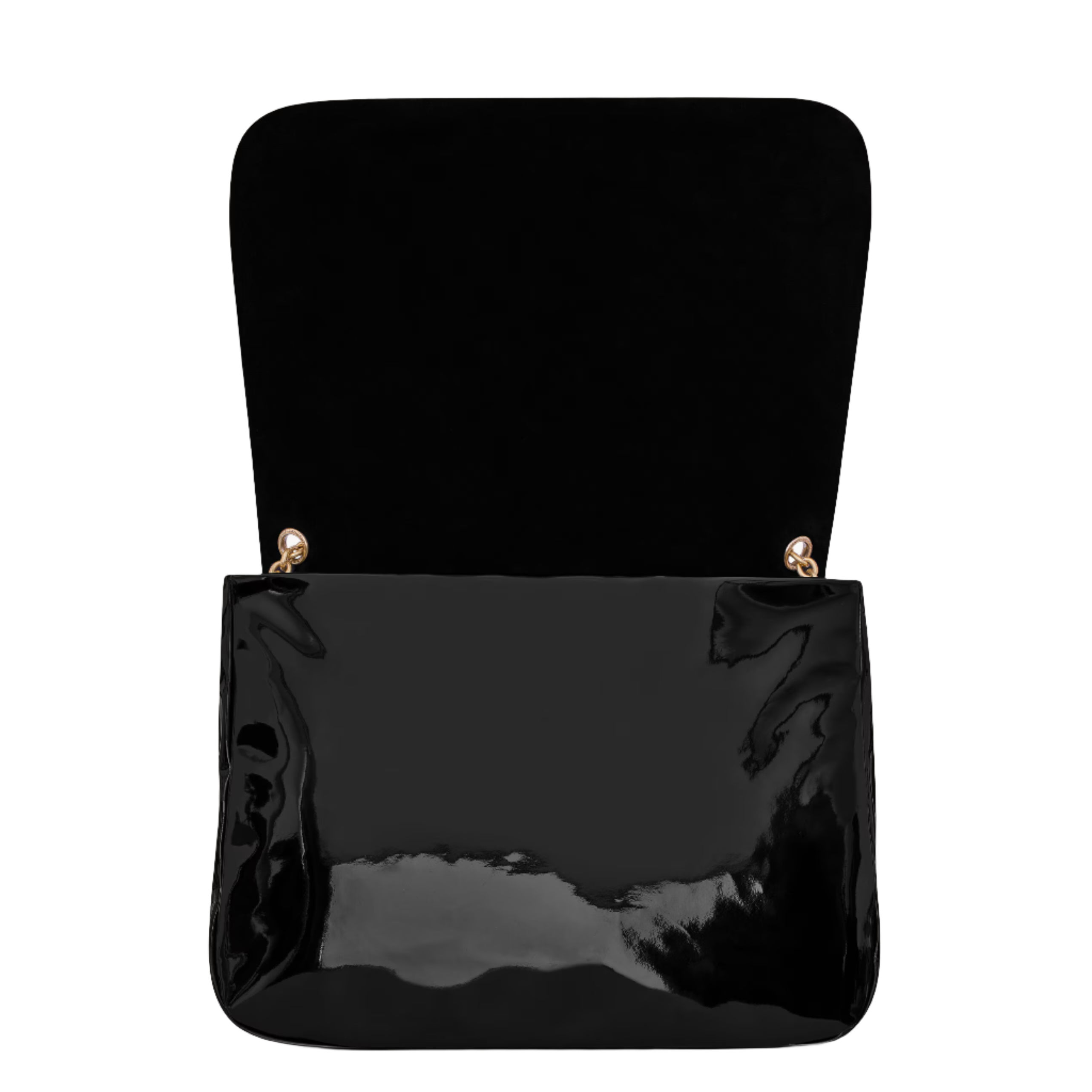 SAINT LAURENT YSL JAMIE IN PATENT EFFECT FABRIC BLACK