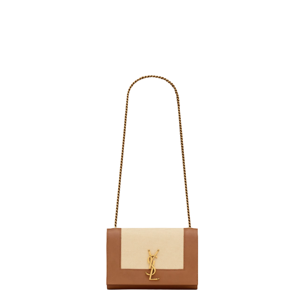 SAINT LAURENT YSL KATE SMALL IN CANVAS AND LEATHER SAINT LAURENT