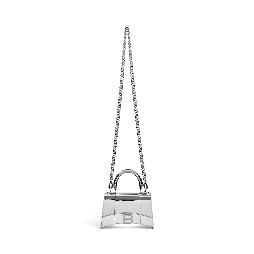 Hourglass Metal Xs Handbag in Silver  Balenciaga