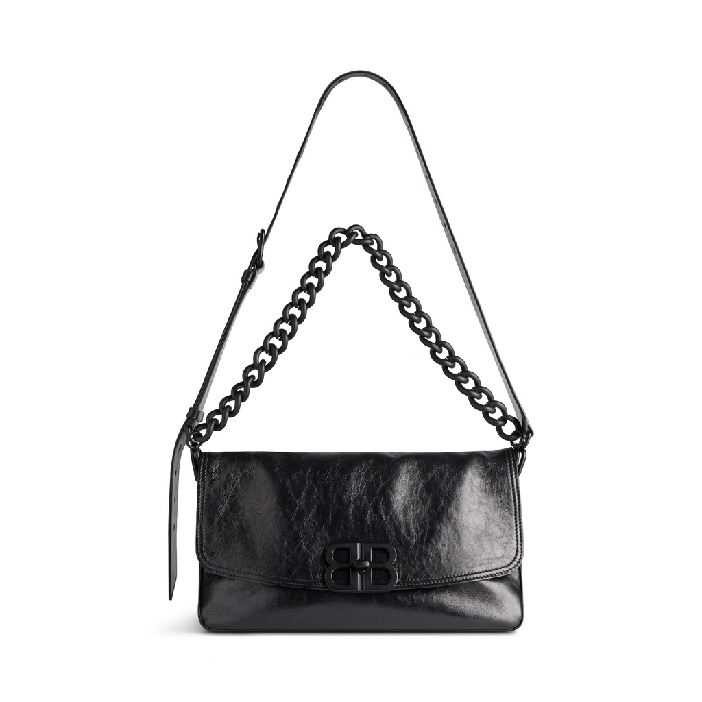 Bb Soft Medium Flap Bag in Black Balenciaga
