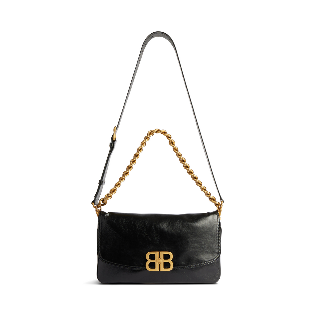 Bb Soft Medium Flap Bag in Black Balenciaga