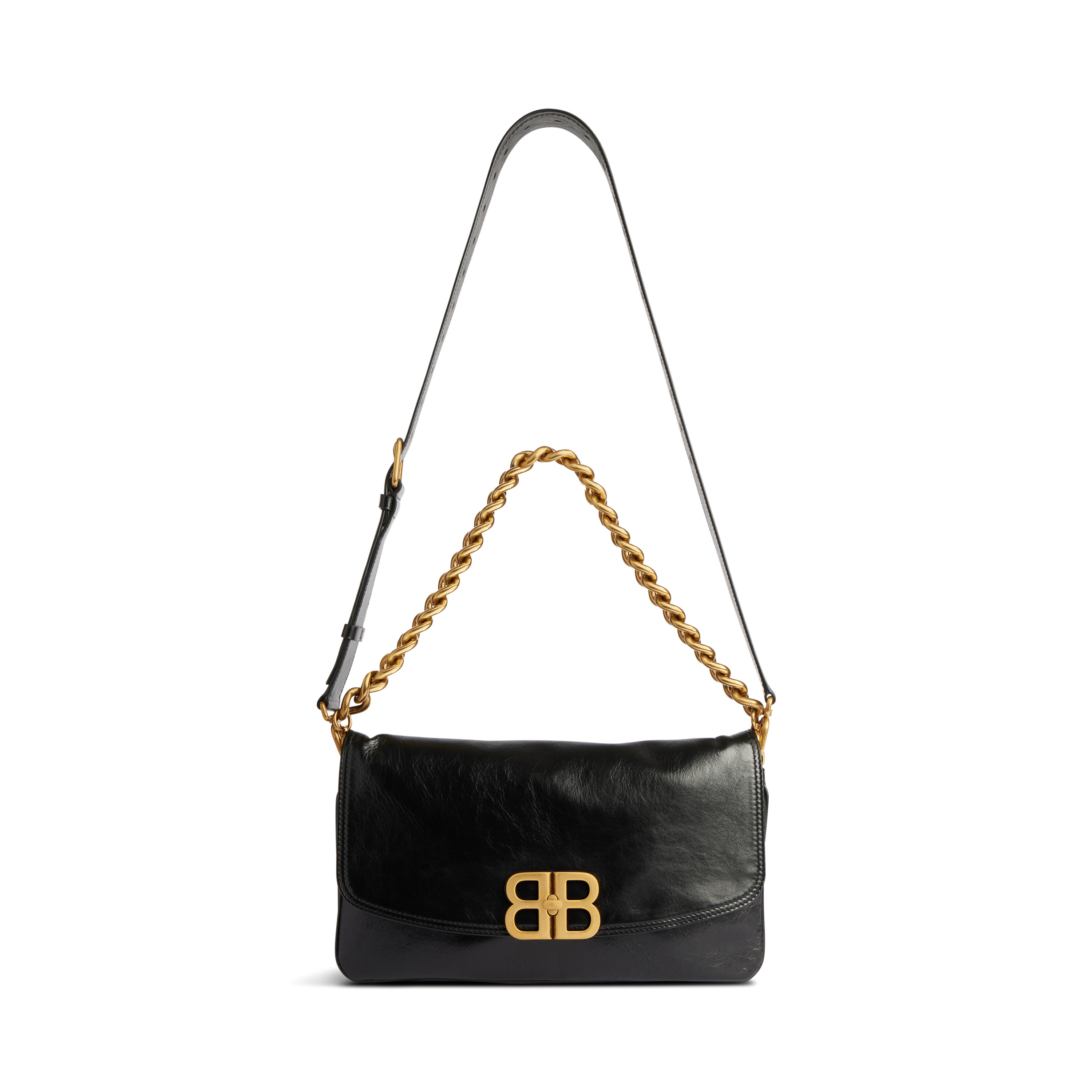 Bb Soft Medium Flap Bag in Black Balenciaga