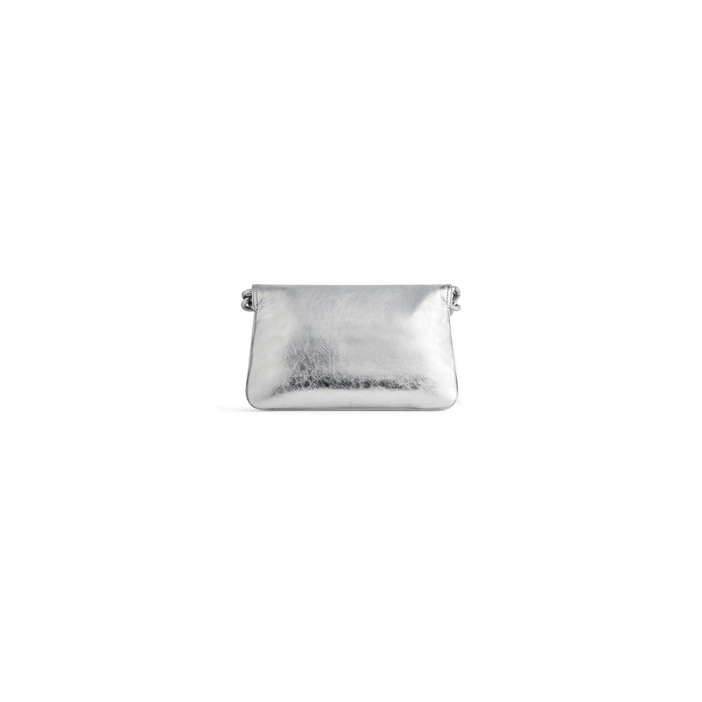 Bb Soft Small Flap Bag Metallized in Silver Balenciaga