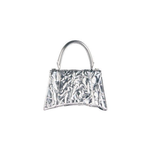 Hourglass Small Handbag Crushed Effect in Silver Balenciaga
