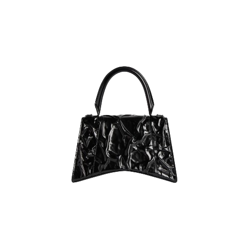 Hourglass Small Handbag Crushed Effect in Black Balenciaga