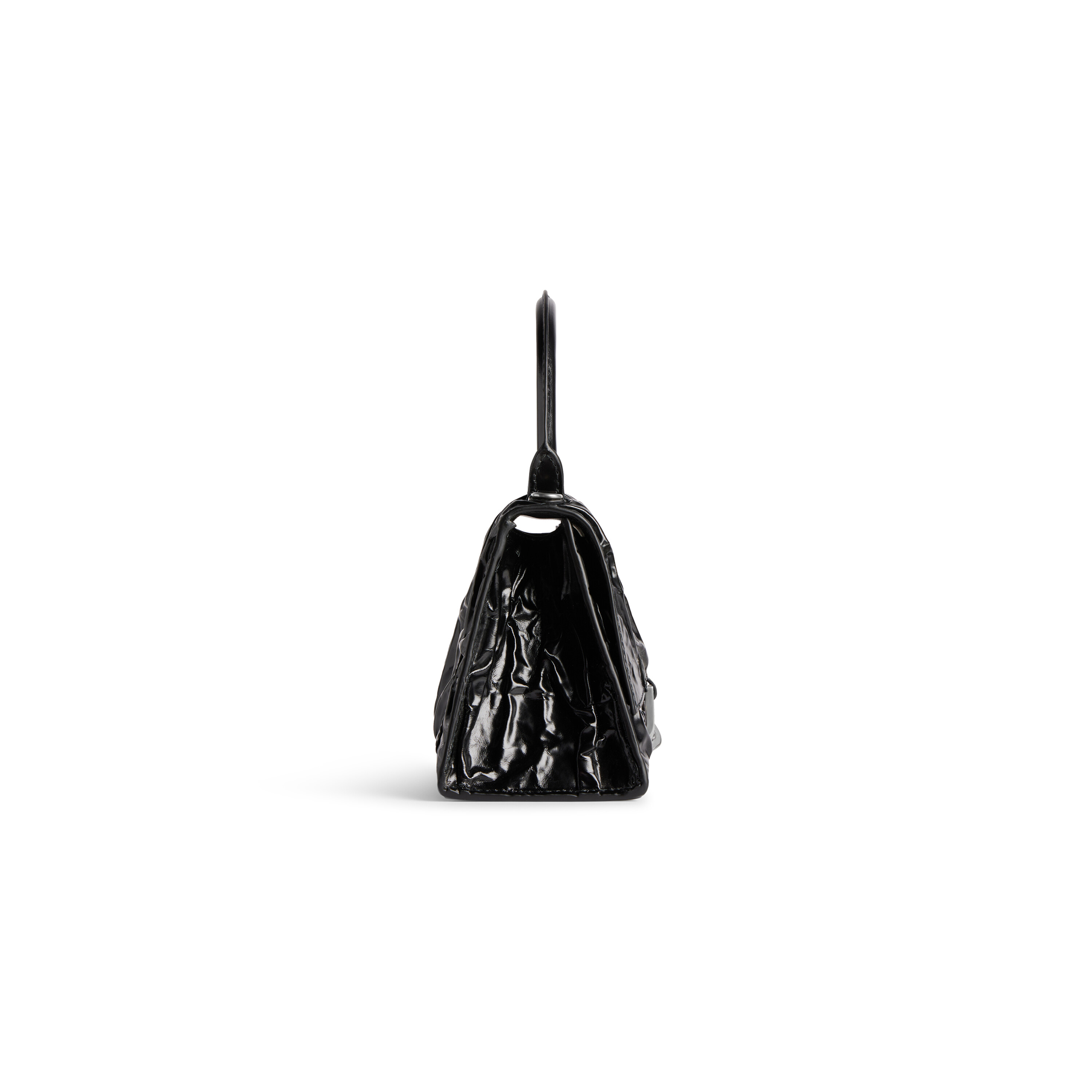 Hourglass Small Handbag Crushed Effect in Black Balenciaga