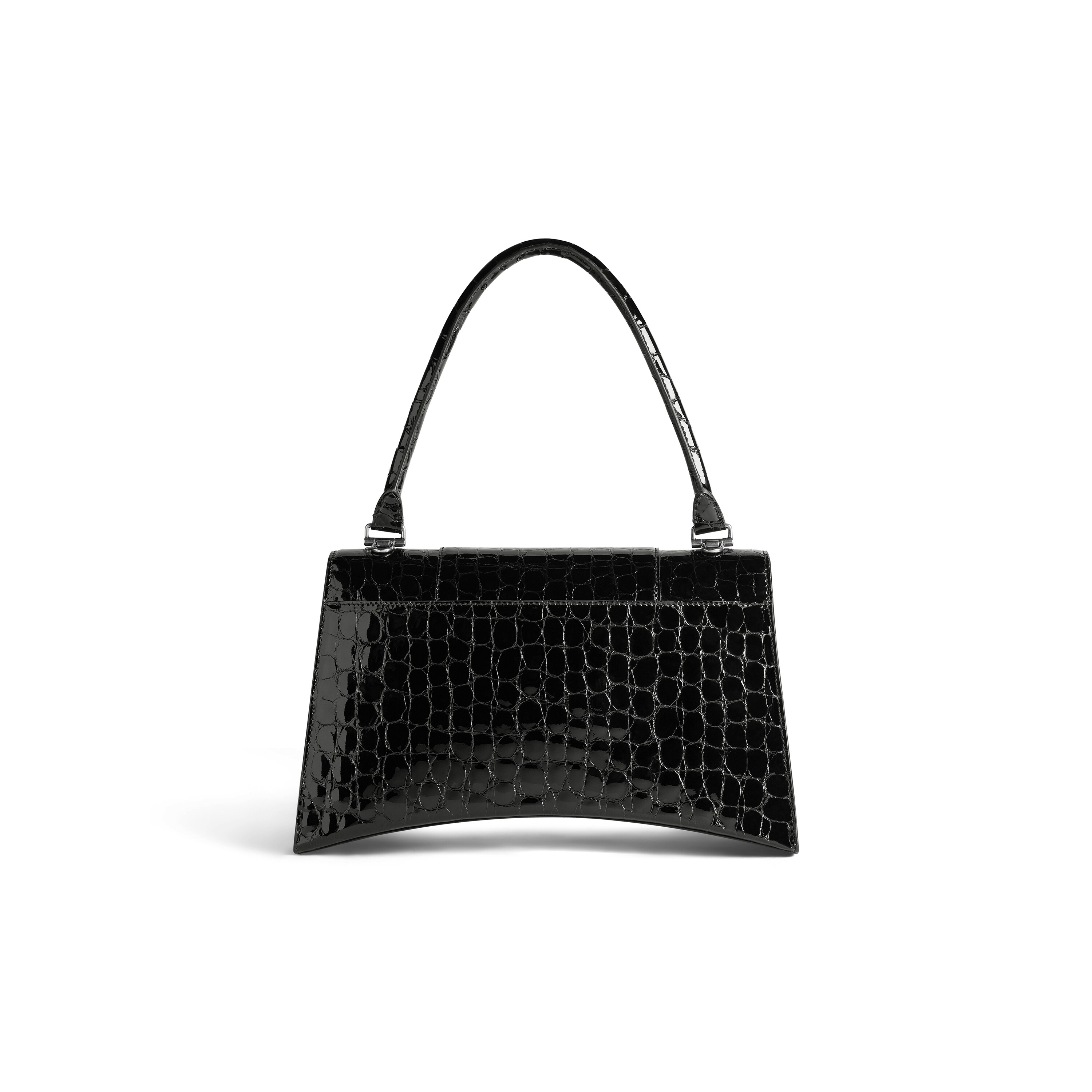 Hourglass Hinge Medium Handbag Crocodile Embossed in Black  Balenciaga