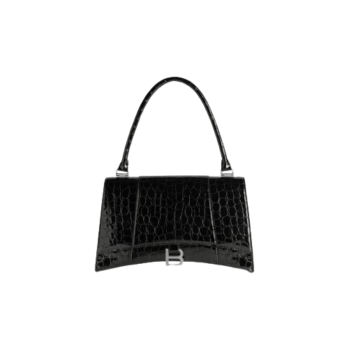 Hourglass Hinge Medium Handbag Crocodile Embossed in Black  Balenciaga