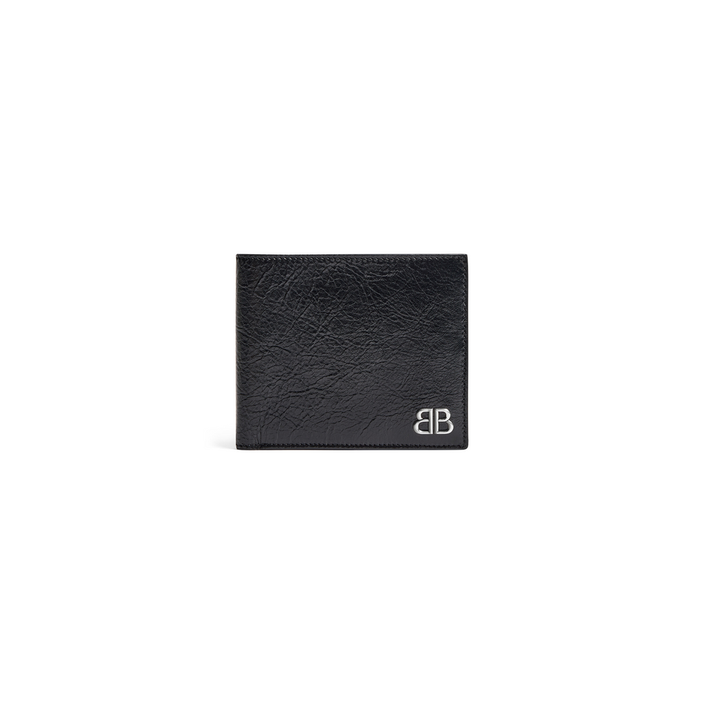 Balenciaga Mens Monaco Square Folded Wallet in Black