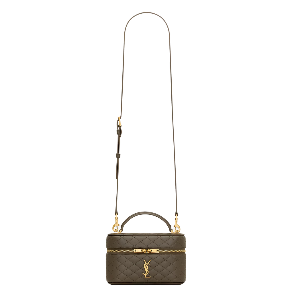 SAINT LAURENT YSL GABY VANITY BAG IN LAMBSKIN ARMY GREEN