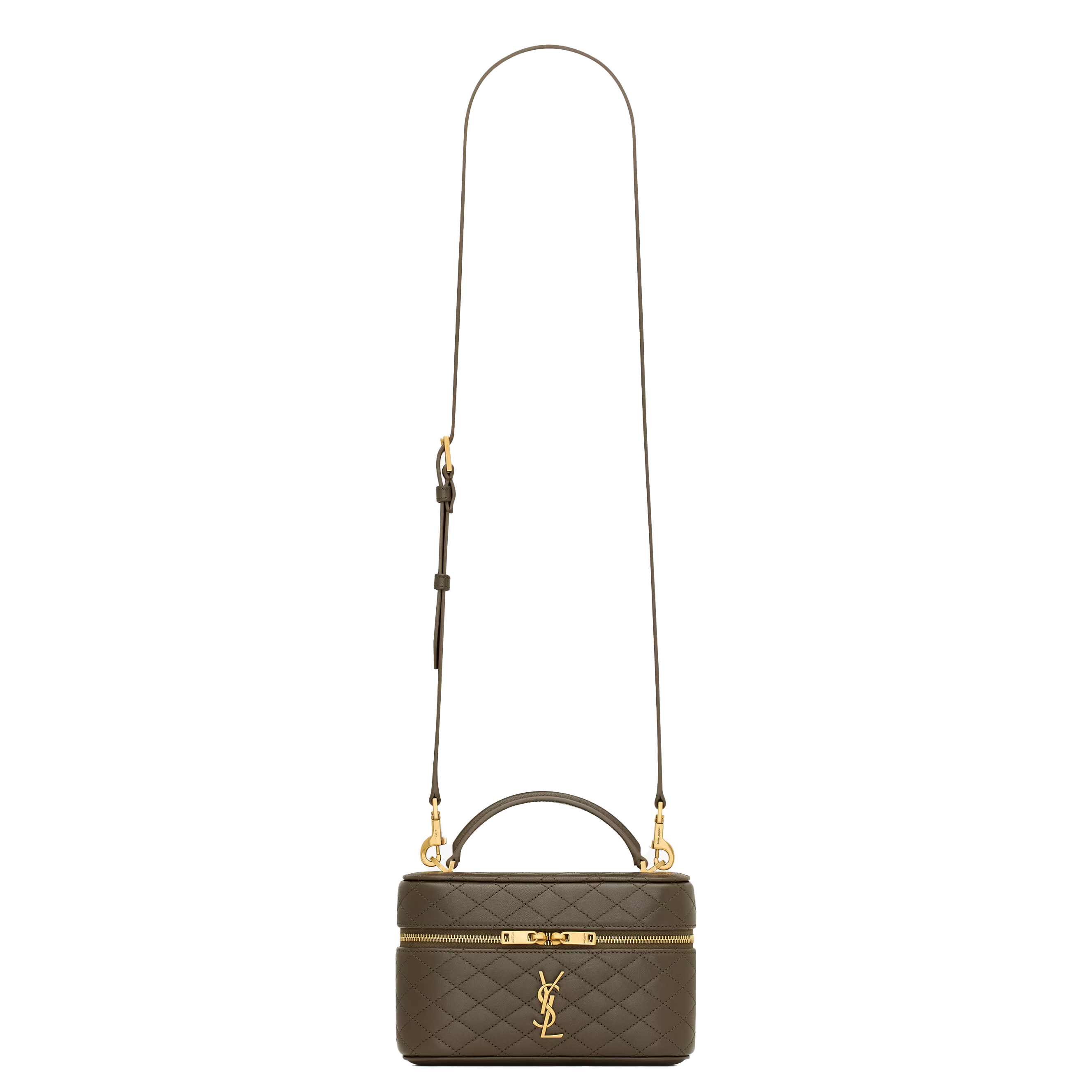SAINT LAURENT YSL GABY VANITY BAG IN LAMBSKIN ARMY GREEN