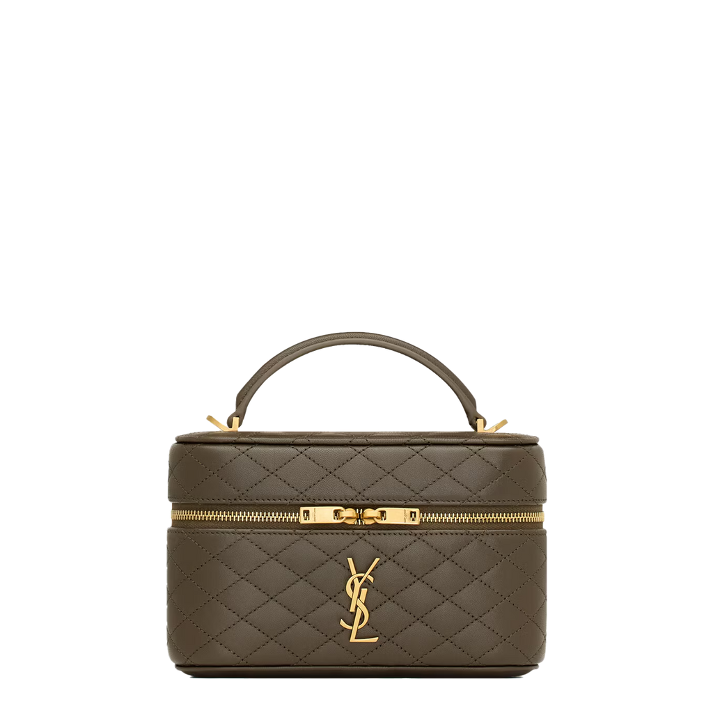 SAINT LAURENT YSL GABY VANITY BAG IN LAMBSKIN ARMY GREEN