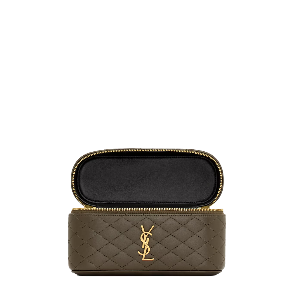 SAINT LAURENT YSL GABY VANITY BAG IN LAMBSKIN ARMY GREEN