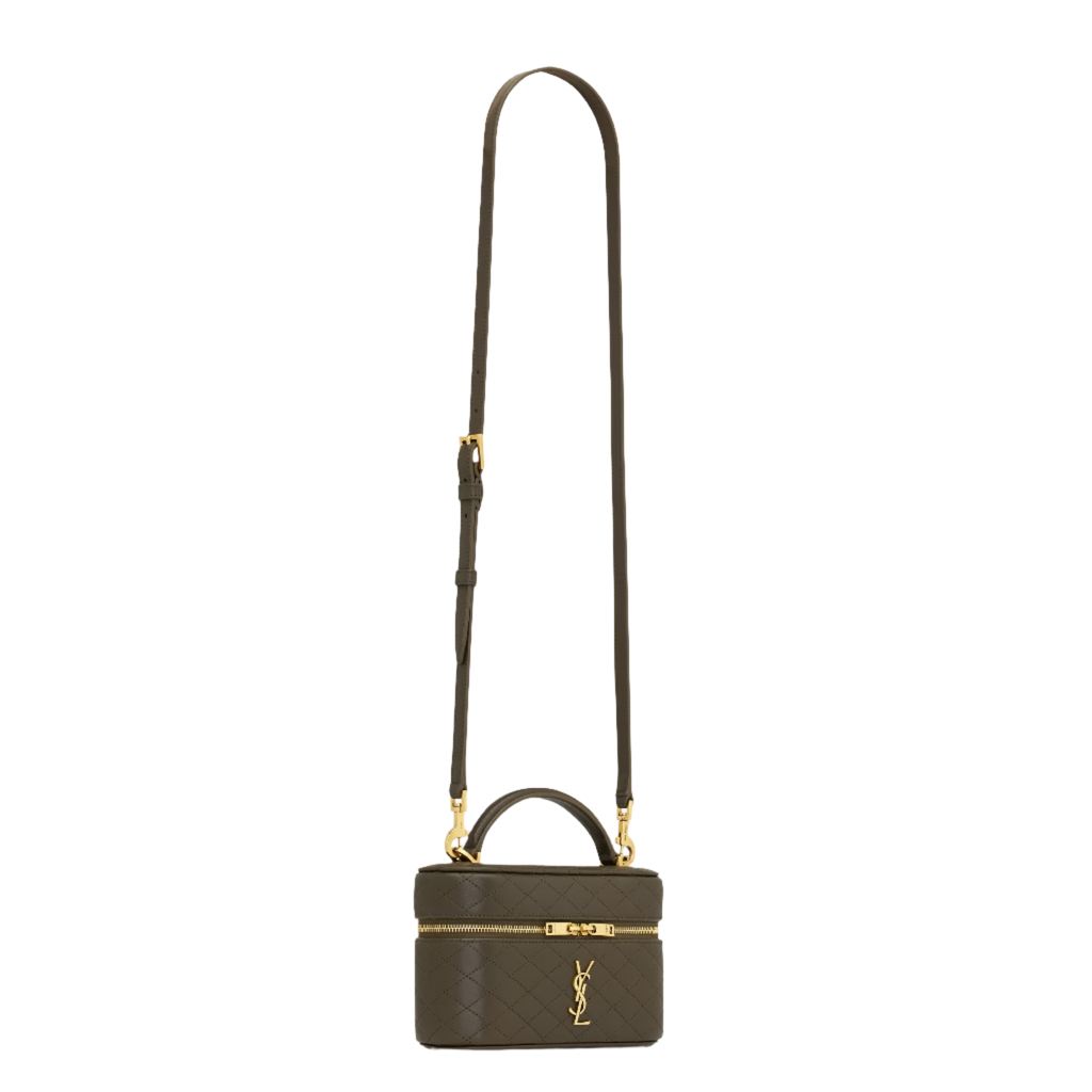 SAINT LAURENT YSL GABY VANITY BAG IN LAMBSKIN ARMY GREEN