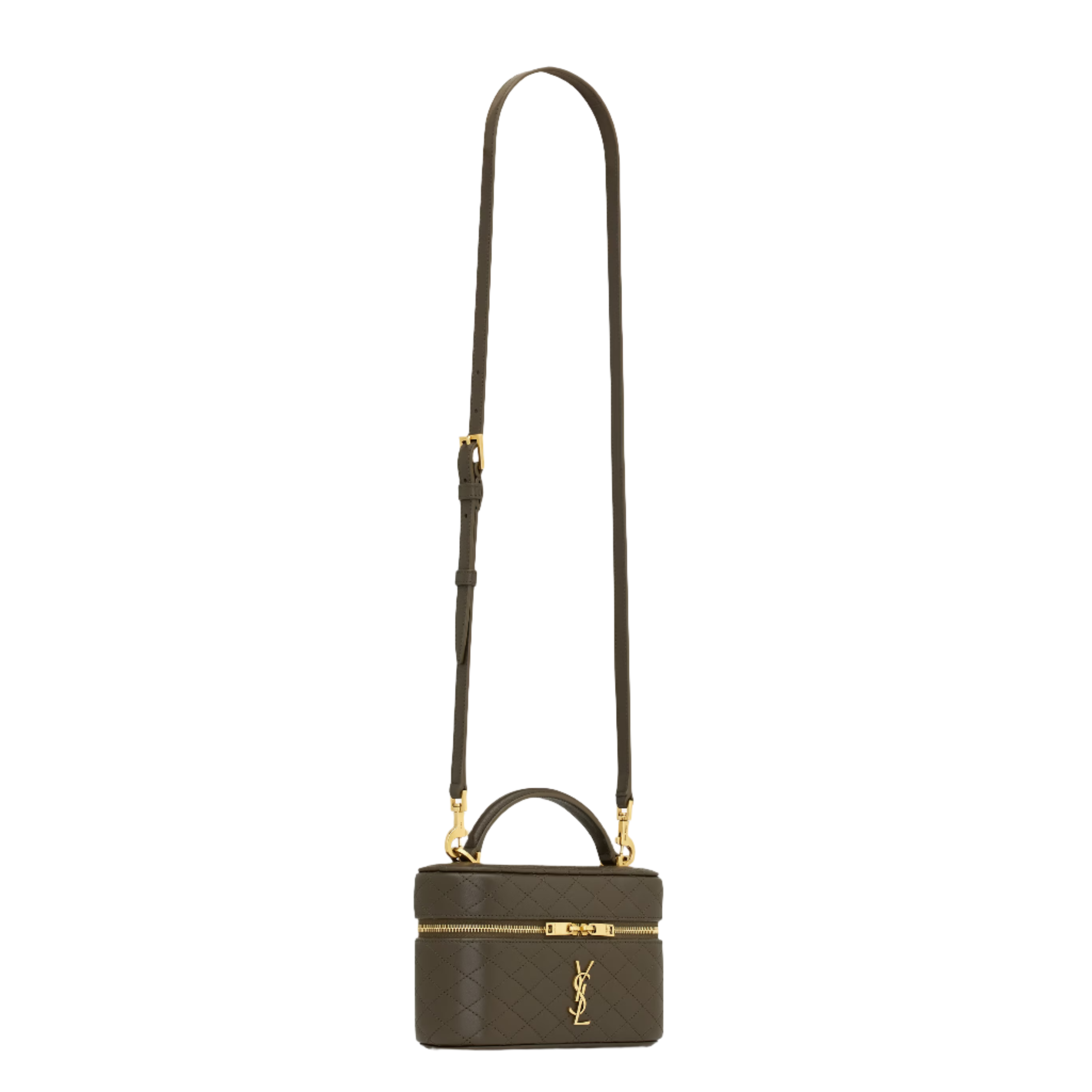 SAINT LAURENT YSL GABY VANITY BAG IN LAMBSKIN ARMY GREEN