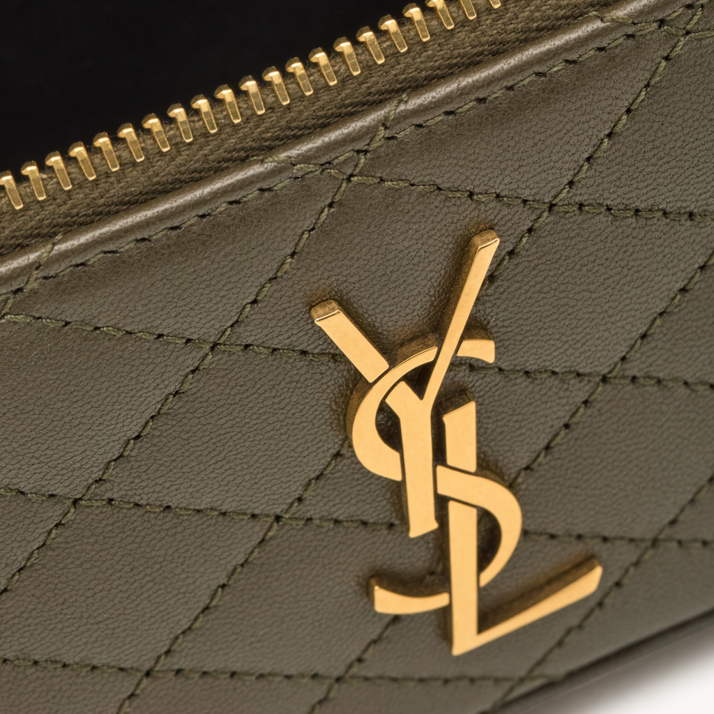 SAINT LAURENT YSL GABY VANITY BAG IN LAMBSKIN ARMY GREEN