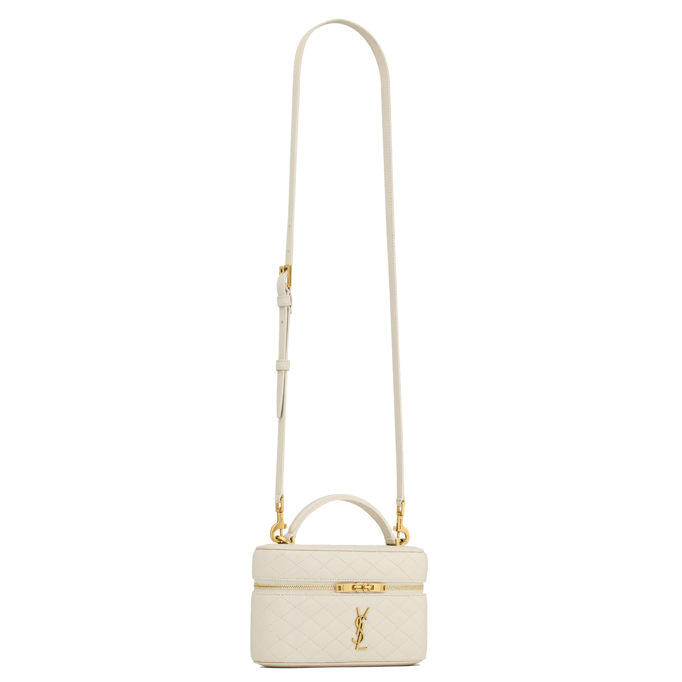SAINT LAURENT YSL GABY VANITY BAG IN LAMBSKIN WHITE