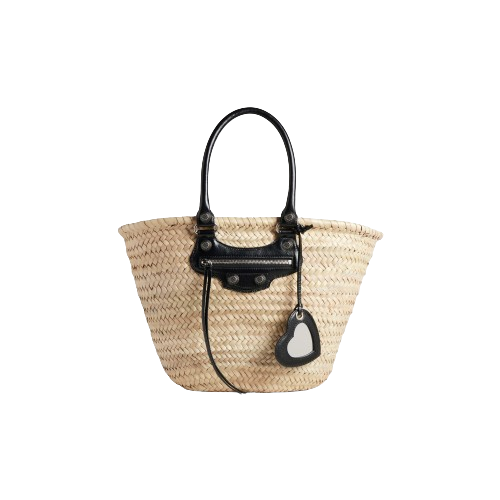 Le Cagole Medium Basket in Beige black Balenciaga