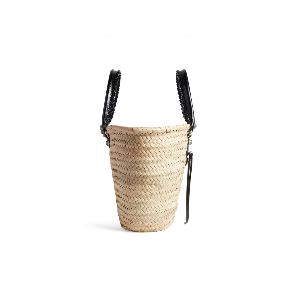 Le Cagole Medium Basket in Beige black Balenciaga