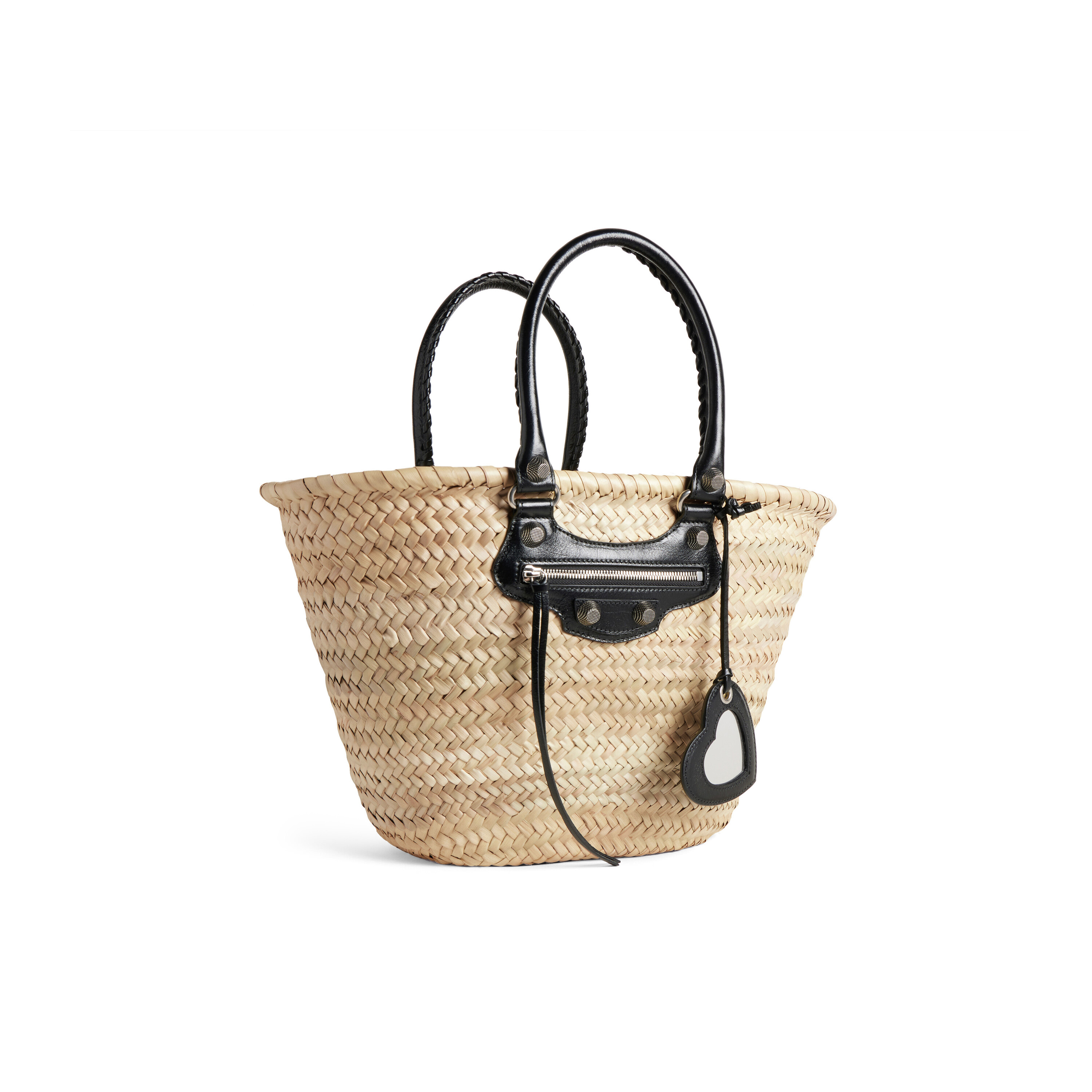 Le Cagole Medium Basket in Beige black Balenciaga