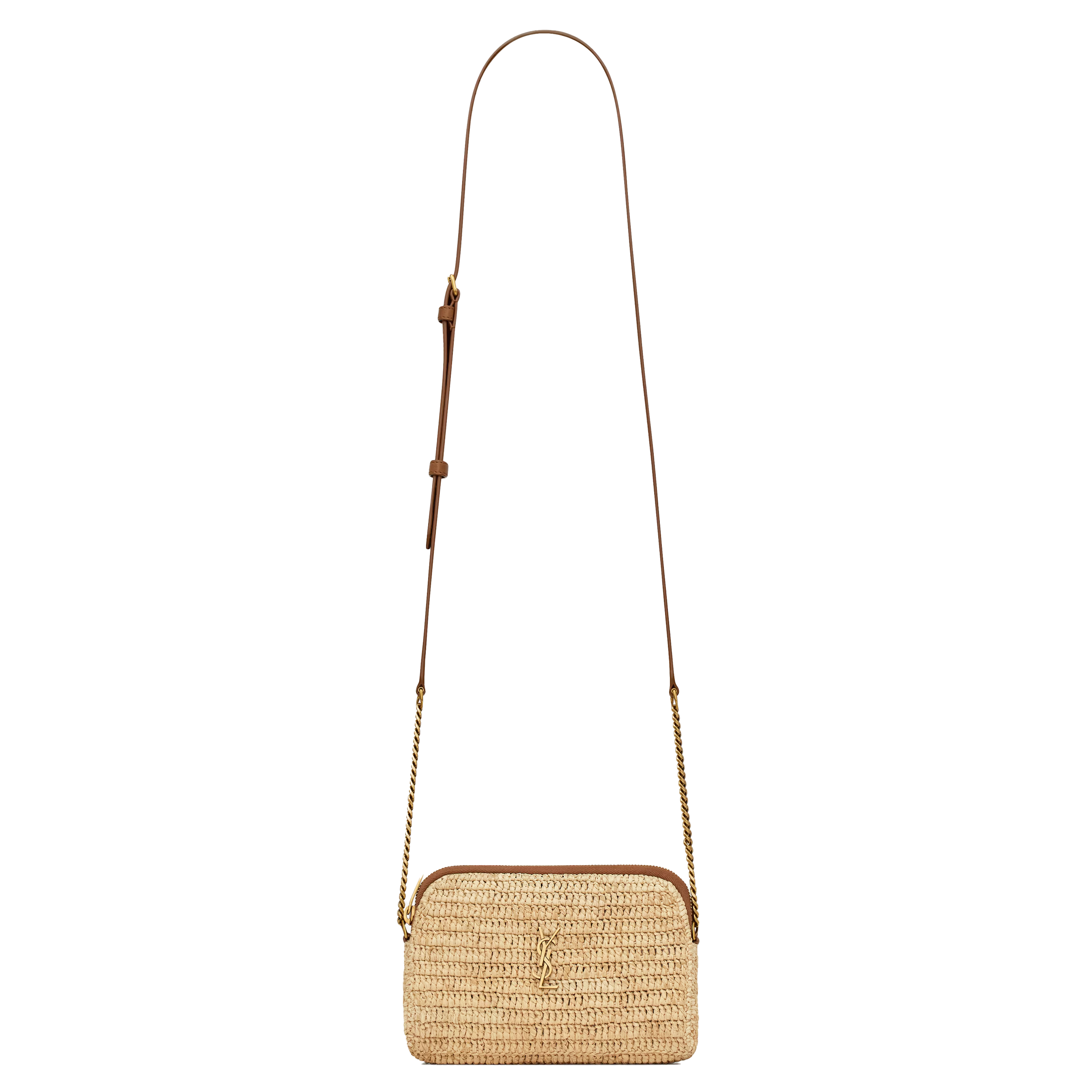 SAINT LAURENT YSL GABY ZIPPED POUCH IN RAFFIA