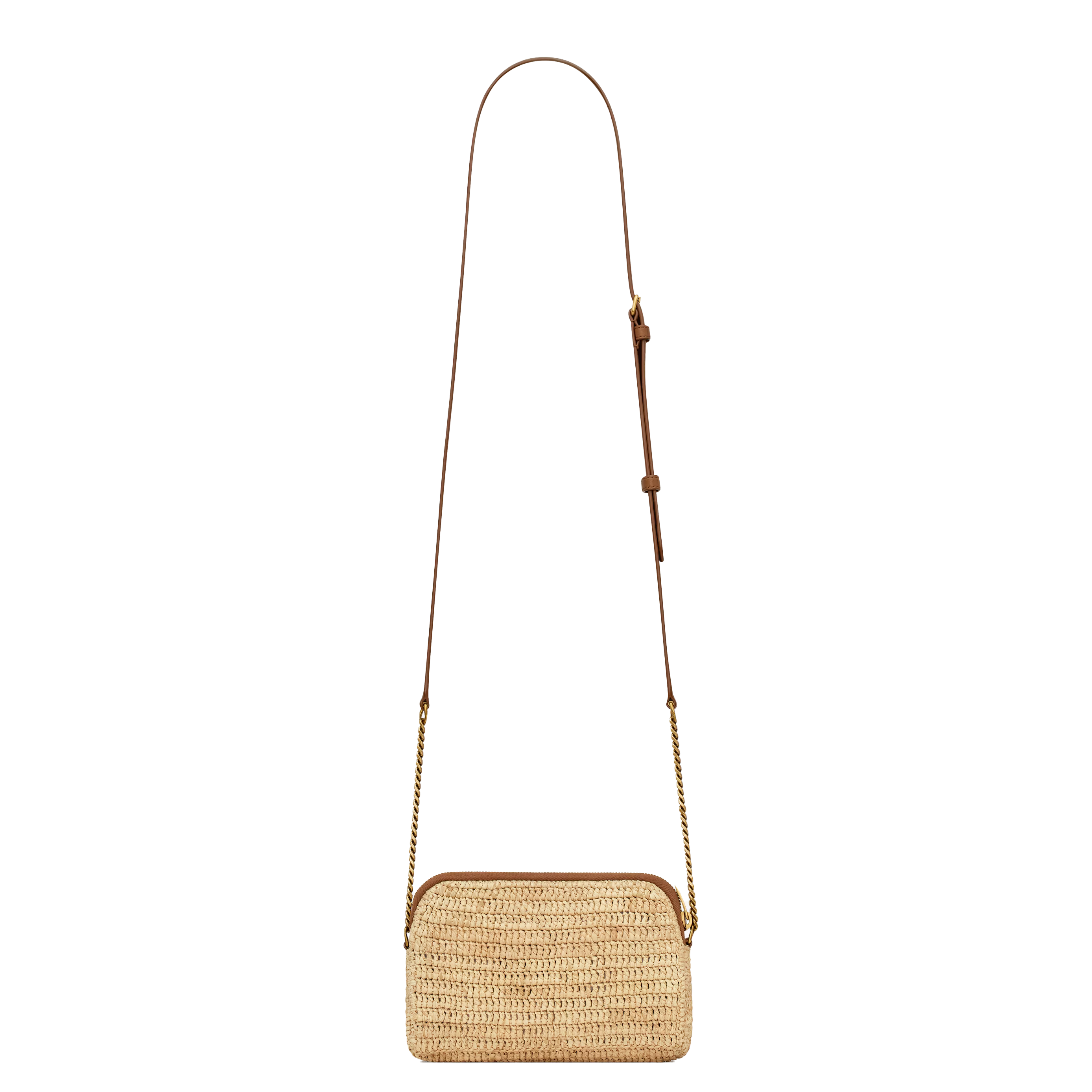 SAINT LAURENT YSL GABY ZIPPED POUCH IN RAFFIA
