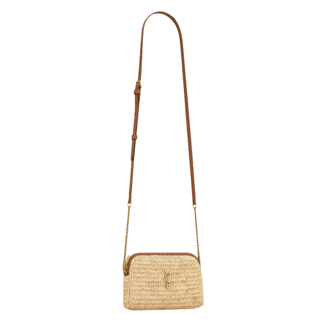 SAINT LAURENT YSL GABY ZIPPED POUCH IN RAFFIA